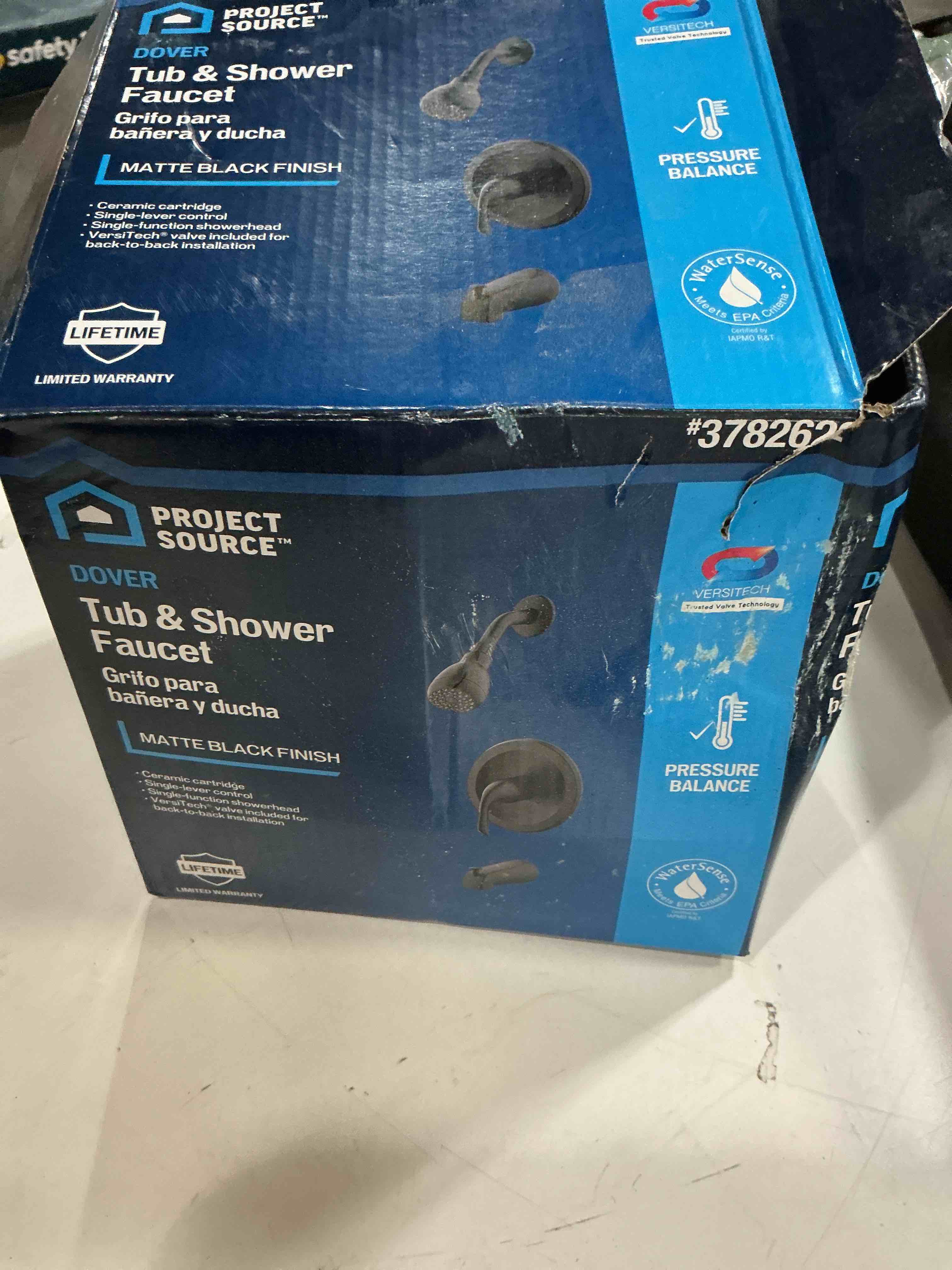 Condition photo showing As Is for 100+ bought last week project source dover matte black 1-handle single function 2.756-in round bathtub and shower faucet ( valve included ) item #3782622 | model