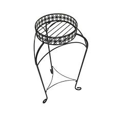allen + roth 27.3-in H x 13.3-in W Black Indoor/Outdoor Round Steel Plant Stand