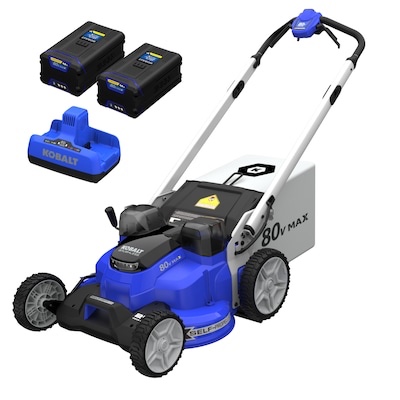 kobalt 80-volt, 25-in self propelled battery walk mower with (2) 4 ah battery & charger included
