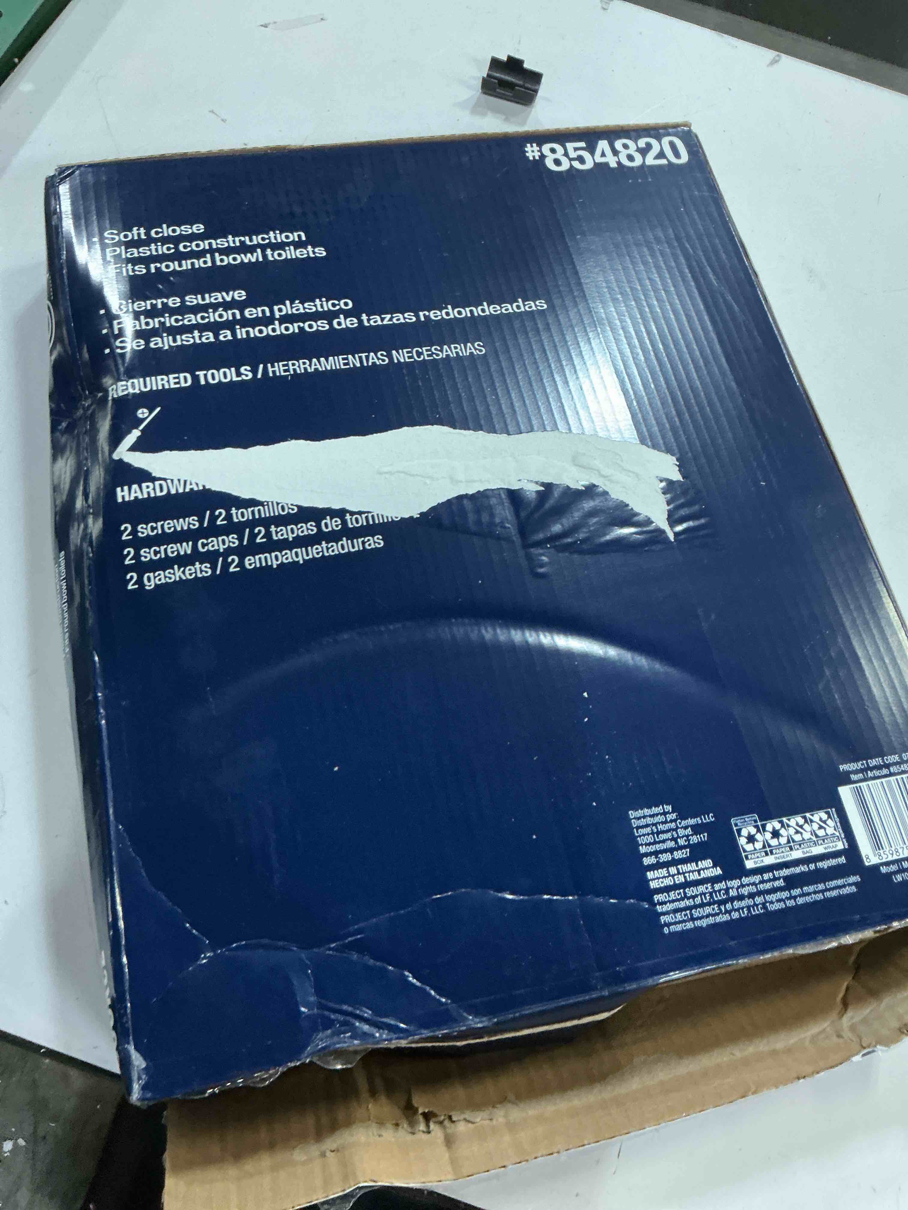 Condition photo showing As Is for toilet seat round soft close16.5'', toilet lid slow close quiet no slam, easy installation & release?safe pp material easy clean, comfortable ergonomic design, 2 years support, white plastic white round 16.5inch