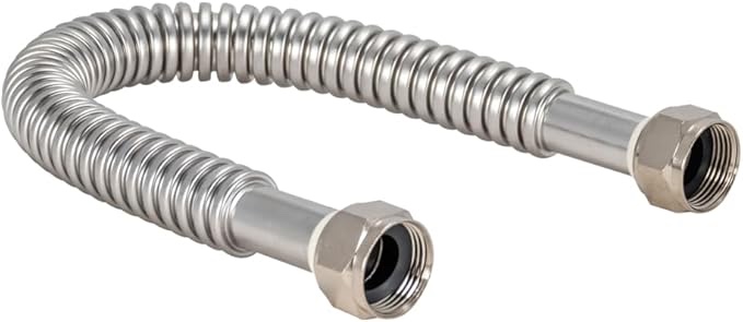 Eastman 15 Inch WaterFlex Water Heater Connector, 3/4 Inch FIP x 3/4 Inch FIP, Stainless Steel Corrugated Water Heater Supply Line, 437015