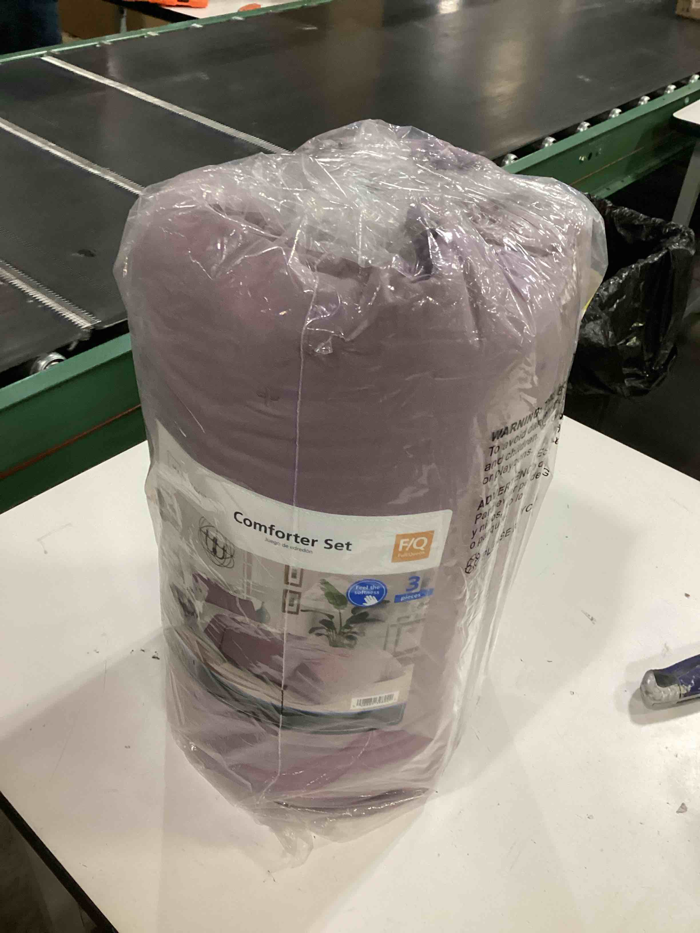 Condition photo showing Good Condition for mainstays full/queen comforter set, super soft & embroidered, 3-piece, hazy purple