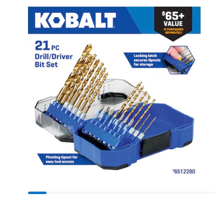 kobalt 21 -piece x titanium coated hss jobber length twist drill bit set