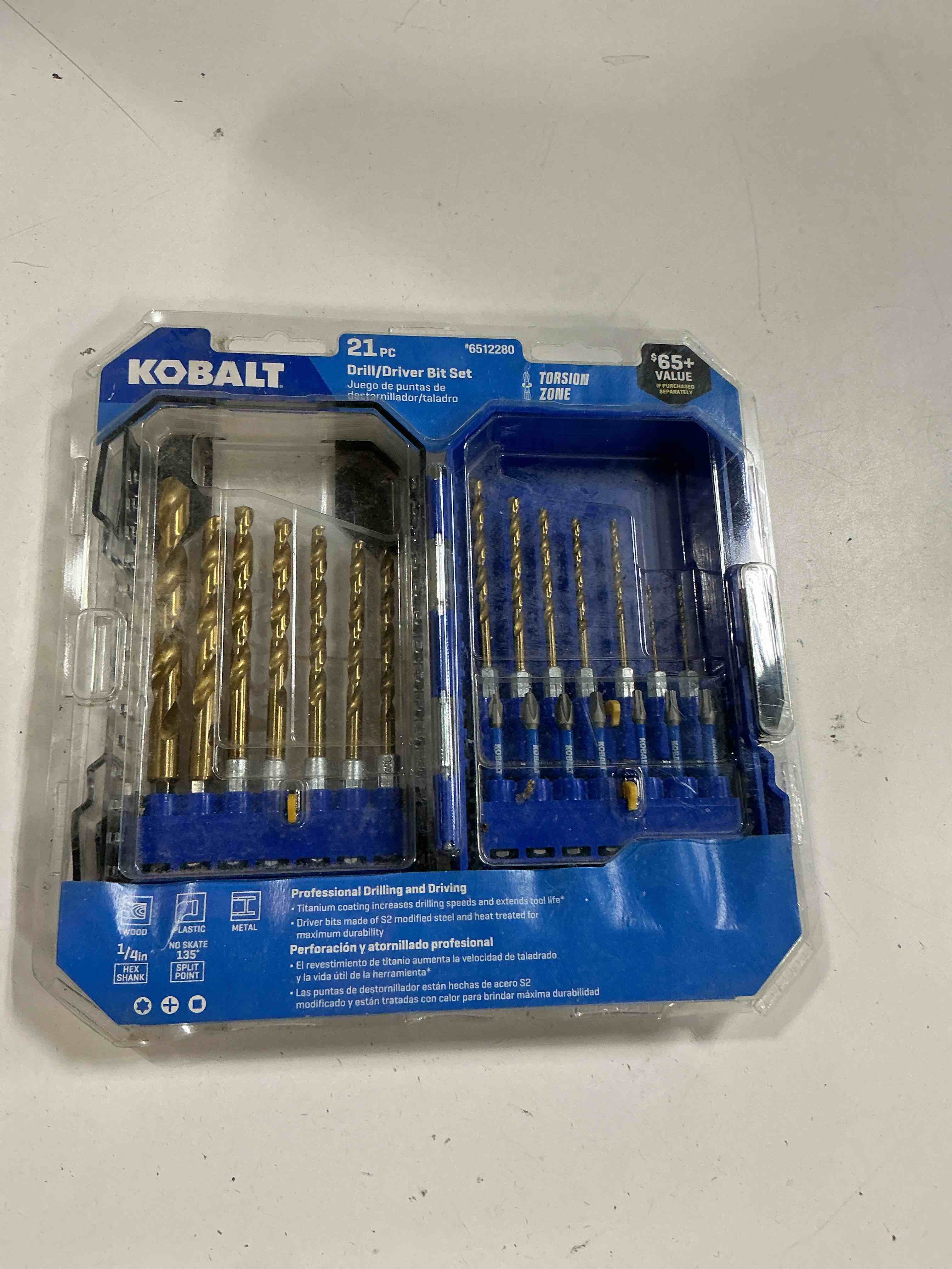 Condition photo showing New/Like New for kobalt 21 -piece x titanium coated hss jobber length twist drill bit set
