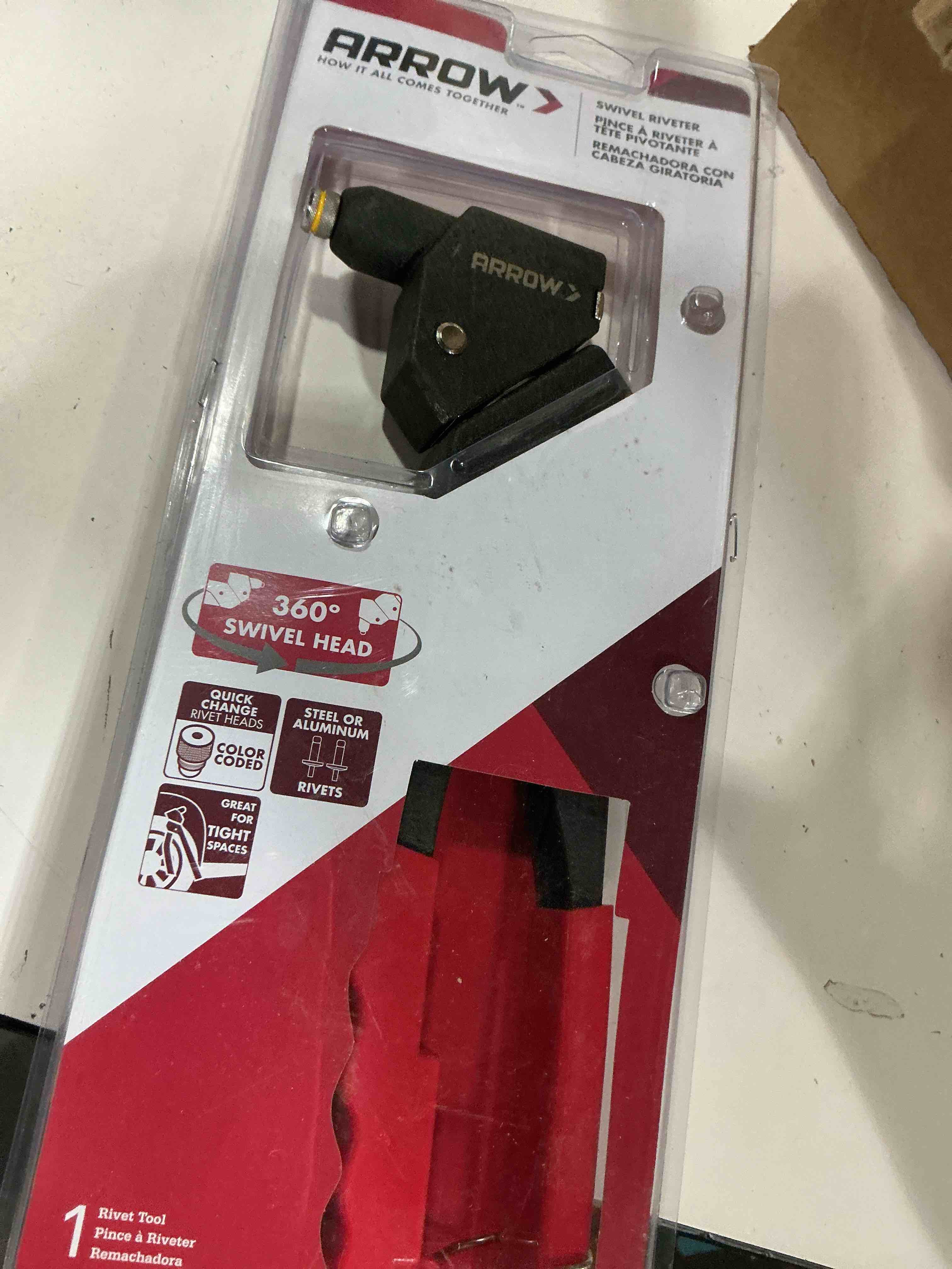 Condition photo showing Good Condition for arrow rht300 professional swivel head rivet tool  red