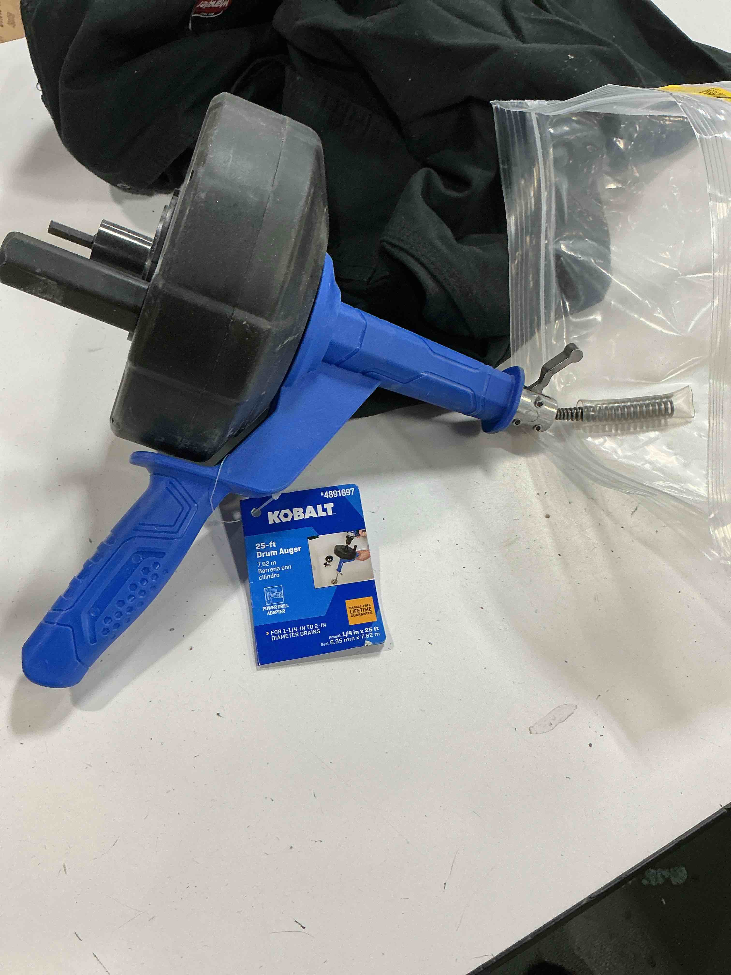 Condition photo showing As Is for kobalt 1/4-in x 25-ft high carbon wire hand auger for sink