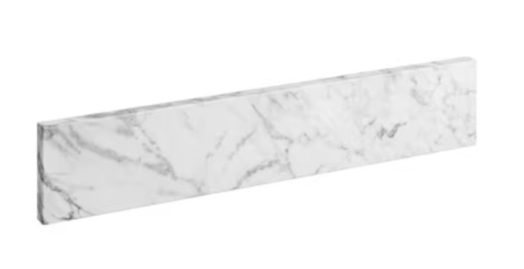 allen + roth 4-in h x 21-in l carrara natural marble bathroom side splash