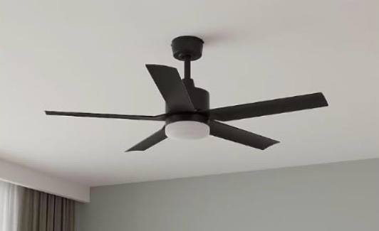 harbr.breeze reidsport 44-in color-changing integrated led outdoor downrod or flush mount matte black with matte black blades ceiling fan with light - remote included (5 -blade)