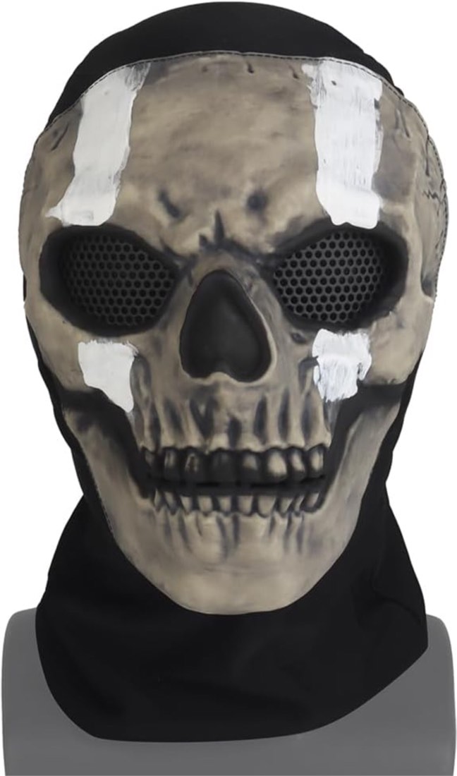 Ghost Balaclava Tactical Mask, Airsoft Full Face Cosplay Mask with Soft Eye Sponge Pad and Mouth Vent