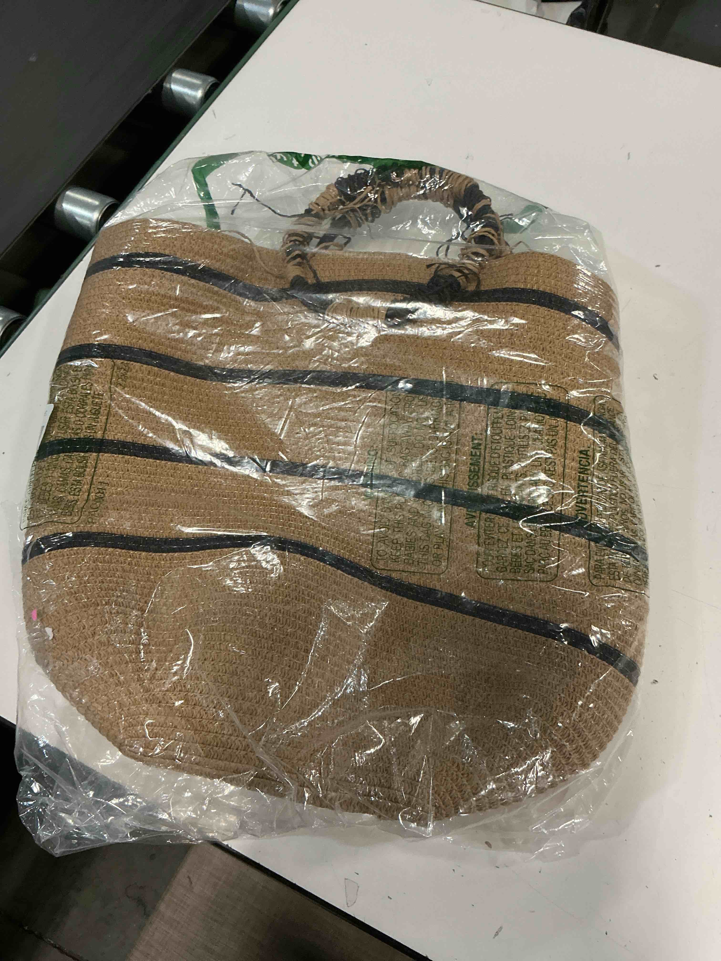 Condition photo showing As Is for Beach Bags for Women Straw Tote Bag Summer Beach Bag Large Woven Straw Tote for Vacation Holiday Brown