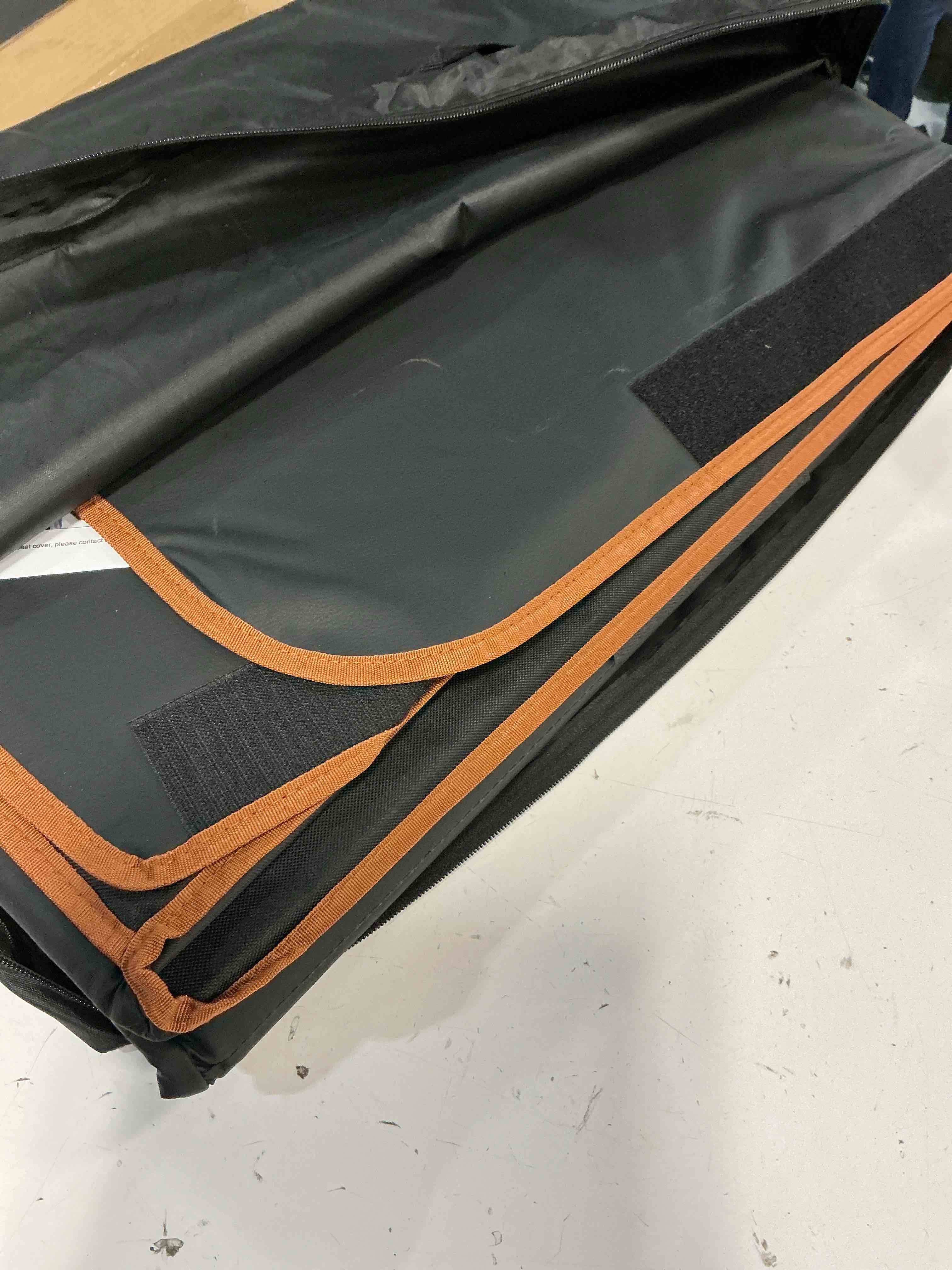 Condition photo showing As Is for FURTIME Dog Car Seat Cover for Back Seat, Upgraded PU Leather Back Seat Extender with Hard Bottom Holds 400LBS, Waterproof Anti-Scratch, Large Space Back Seat Cover for Car, SUV, Small Truck Black For Cars/ SUV/ Small Truck