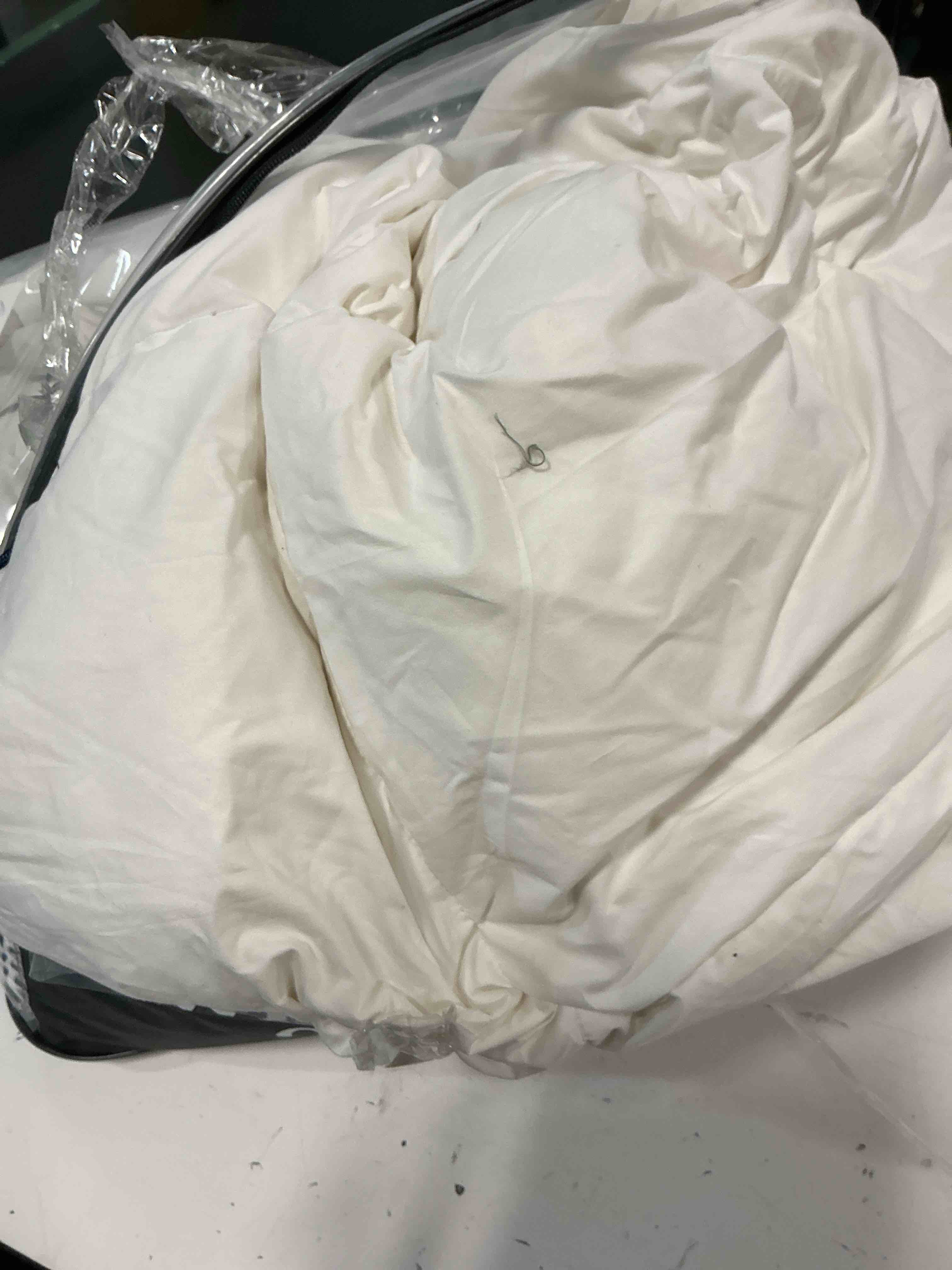 Condition photo showing As Is for (incomplete, only duvet)Bedsure Cotton Duvet Cover Set - 100% Cotton Waffle Weave Bright White Duvet Cover Oversized King Size, GentleSoft™ and Breathable Bedding Set for All Season, 3 Pieces, 120"x98" Oversized King (120" x 98") 02 - Bright White (No Comforter)