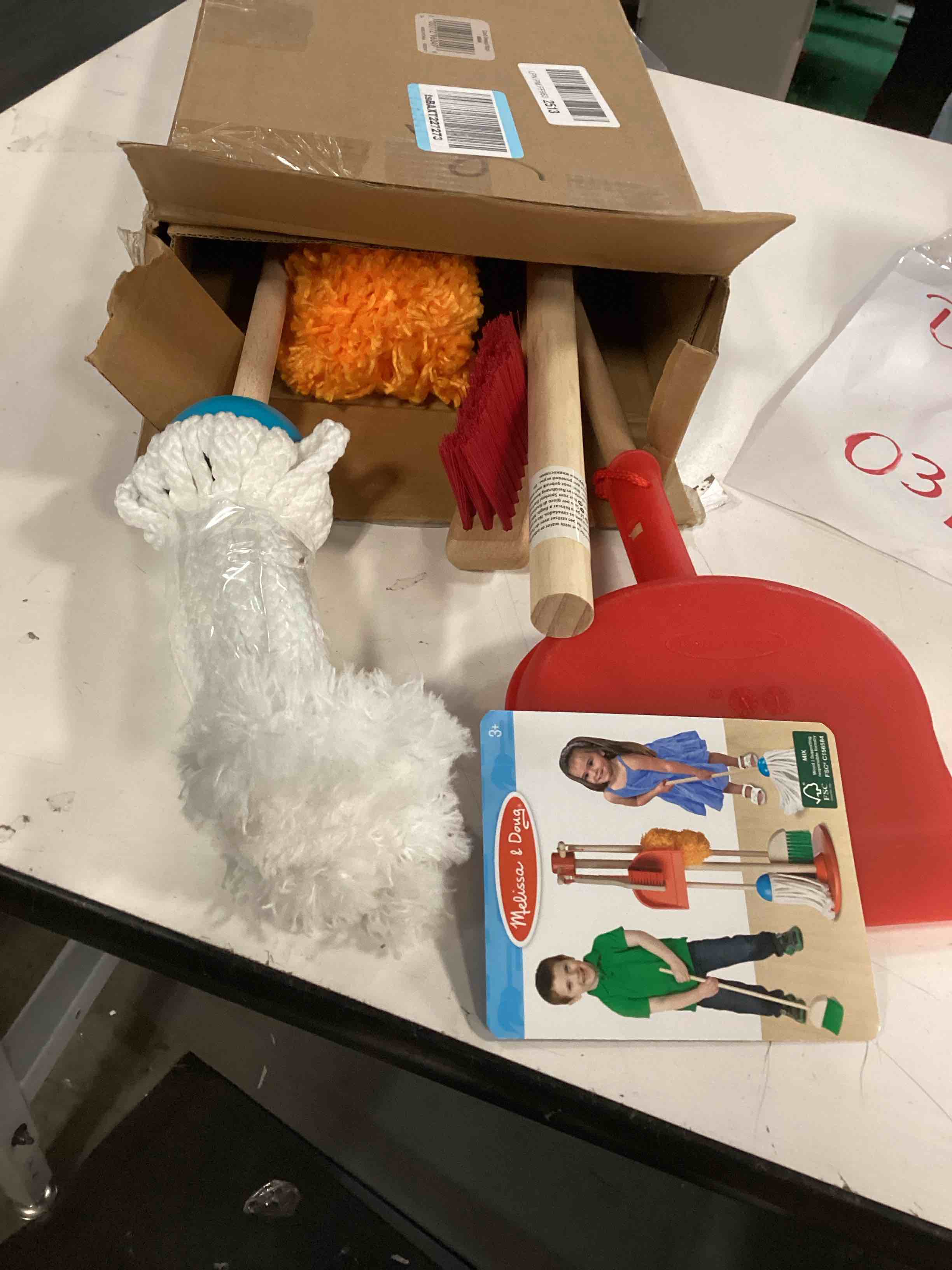 Condition photo showing Good Condition for Melissa & Doug Dust Sweep Mop 6-Piece Pretend Play Set, Toddler Toy Cleaning, Pretend Play Home Cleaning, Kids Broom and Mop Set for Ages 3+