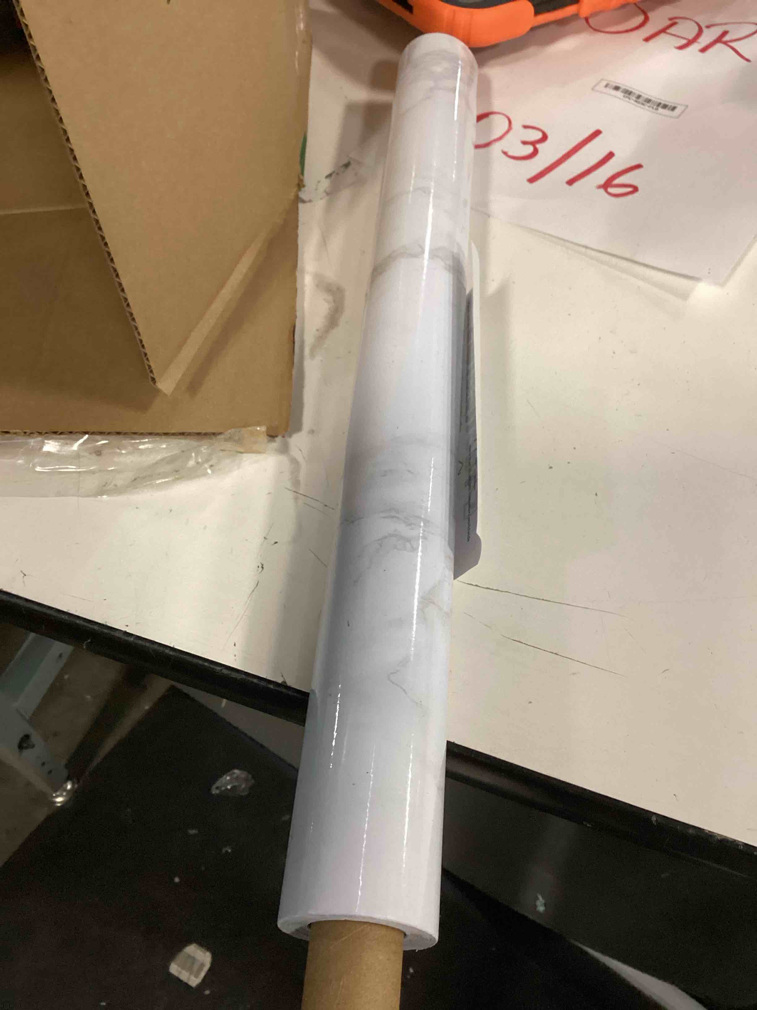 Condition photo showing Good Condition for practicalWs White/Grey Marble Contact Paper 17.7" x 196.8", Marble Wallpaper Peel and Stick with Tools, Self Adhesive Vinyl Film Contact Paper for Countertops 17.7" x 196.8" Gray/White-tool