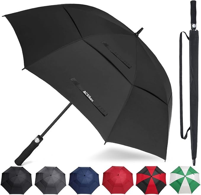aceiken golf umbrella large 58/62/68 inch automatic open golf umbrella extra large oversize double canopy vented umbrella windproof waterproof for men and women