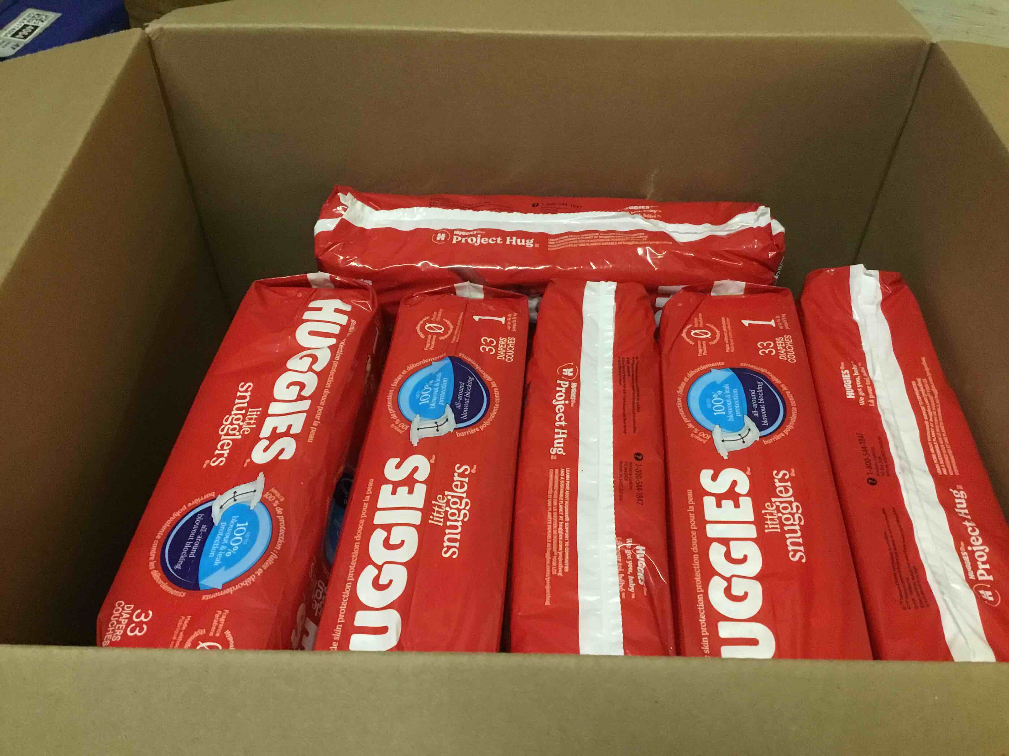 Condition photo showing Good Condition for huggies size 1 diapers, little snugglers diapers, size 1 (8-14 lbs), 198 count (6 packs of 33), packaging may vary size 1 198