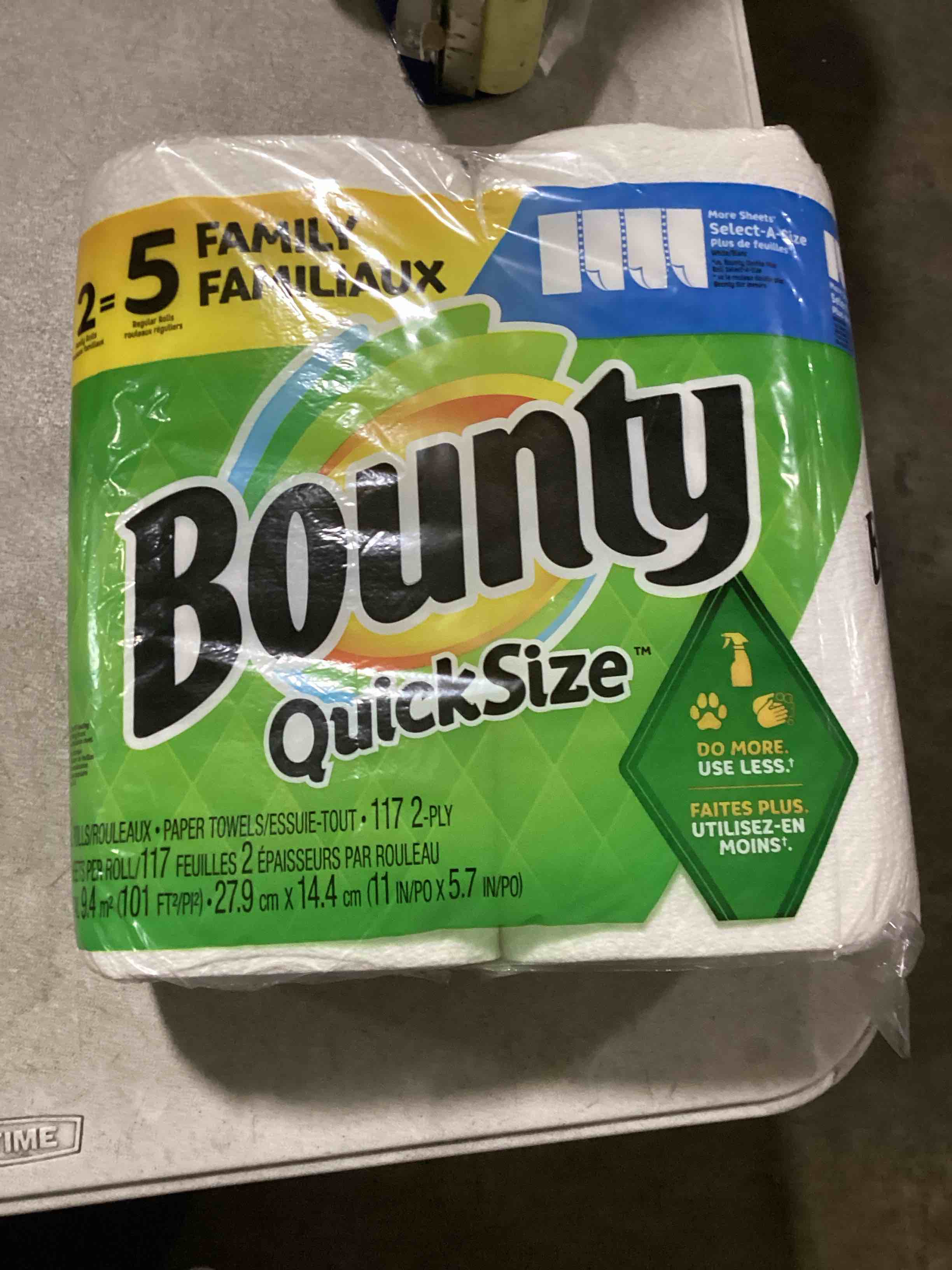 bounty quick size 2 rolls