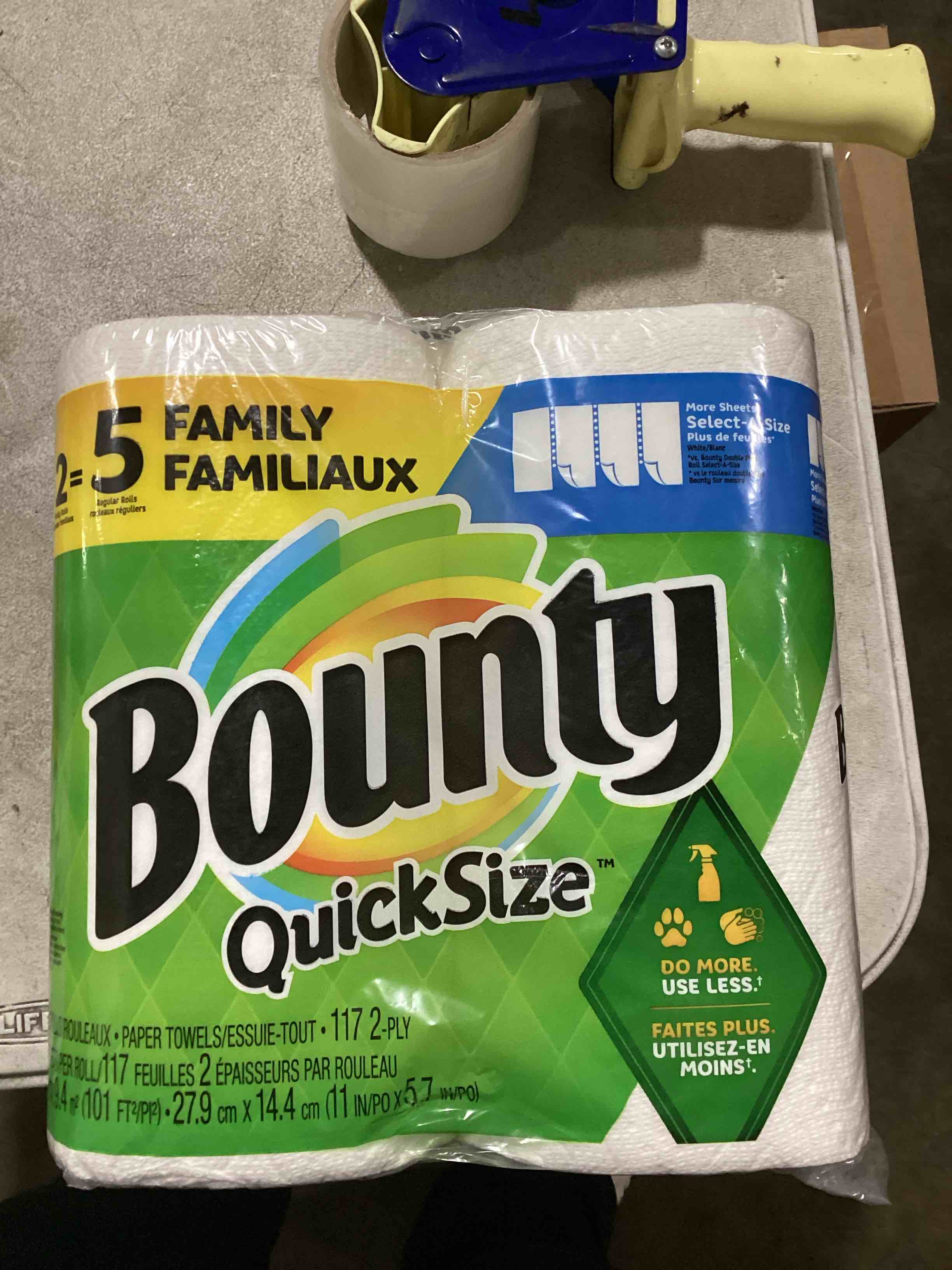 bounty quick size paper towels 2 rolls
