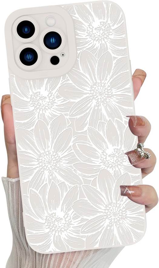 (Item is BLACK; Has Multiple Color Options) MZELQ for iPhone 14 Pro Max Case Sunflowers Floral Pattern -Black Silicone Flowers Cute, Camera Protection Soft Slim Phone Cover for Girls Women