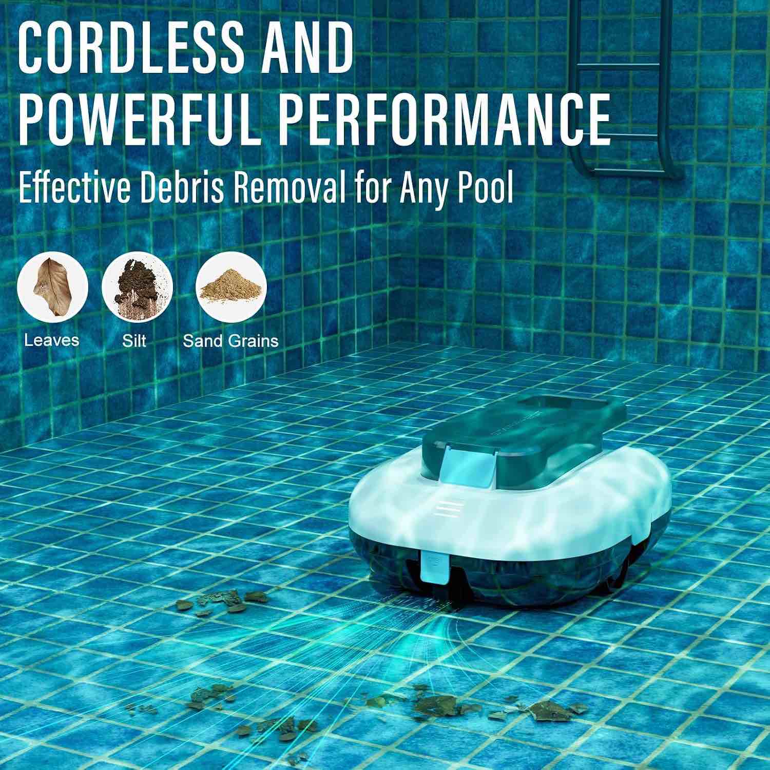 Condition photo showing As Is for starrybot robotic pool vacuum, dual-motor above-ground cleaner white