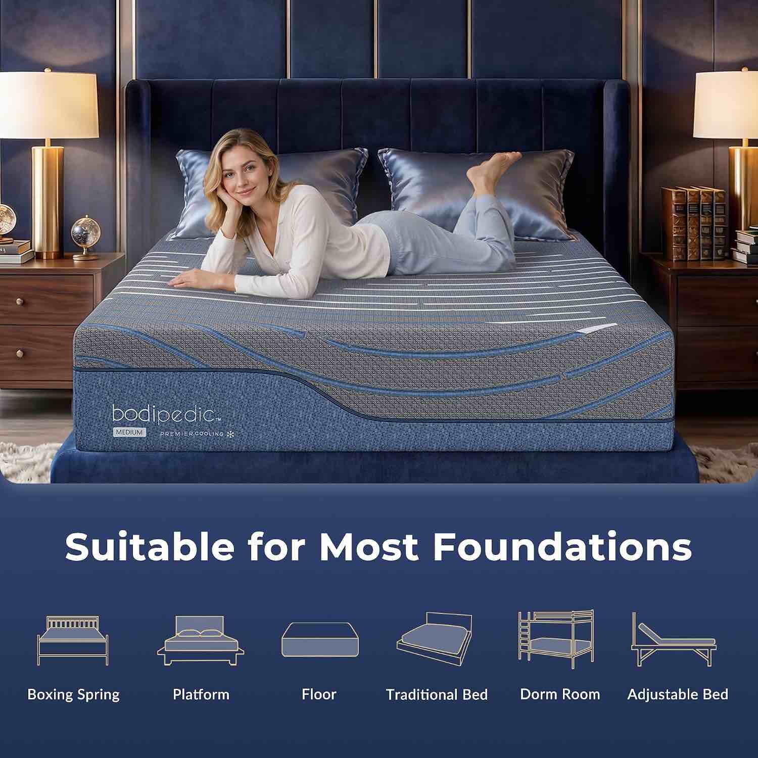 Condition photo showing New/Like New for bodipedic essentials full size mattress 10 inch gel memory foam mattress in a box