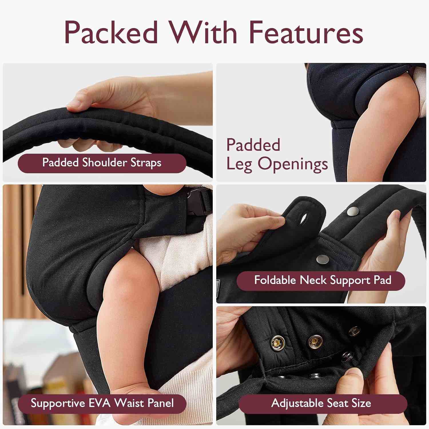 Condition photo showing Good Condition for momcozy purehug baby carrier - ergonomic, cozy and lightweight for 7-45 lbs | easy to put on for baby 3-24m, hip-healthy, 3d eva lumbar support, x-straps for even weight distribution, 100% cotton, black