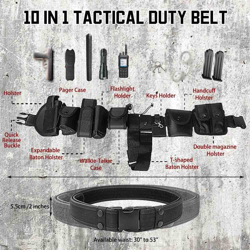 Condition photo showing Good Condition for 10-in-1 tactical modular duty belt w/pouches for law enforcement | nylon modular duty belt, 10 molded pouches, 4 keepers, quick-release & adjustable, for police, security, military & tactical