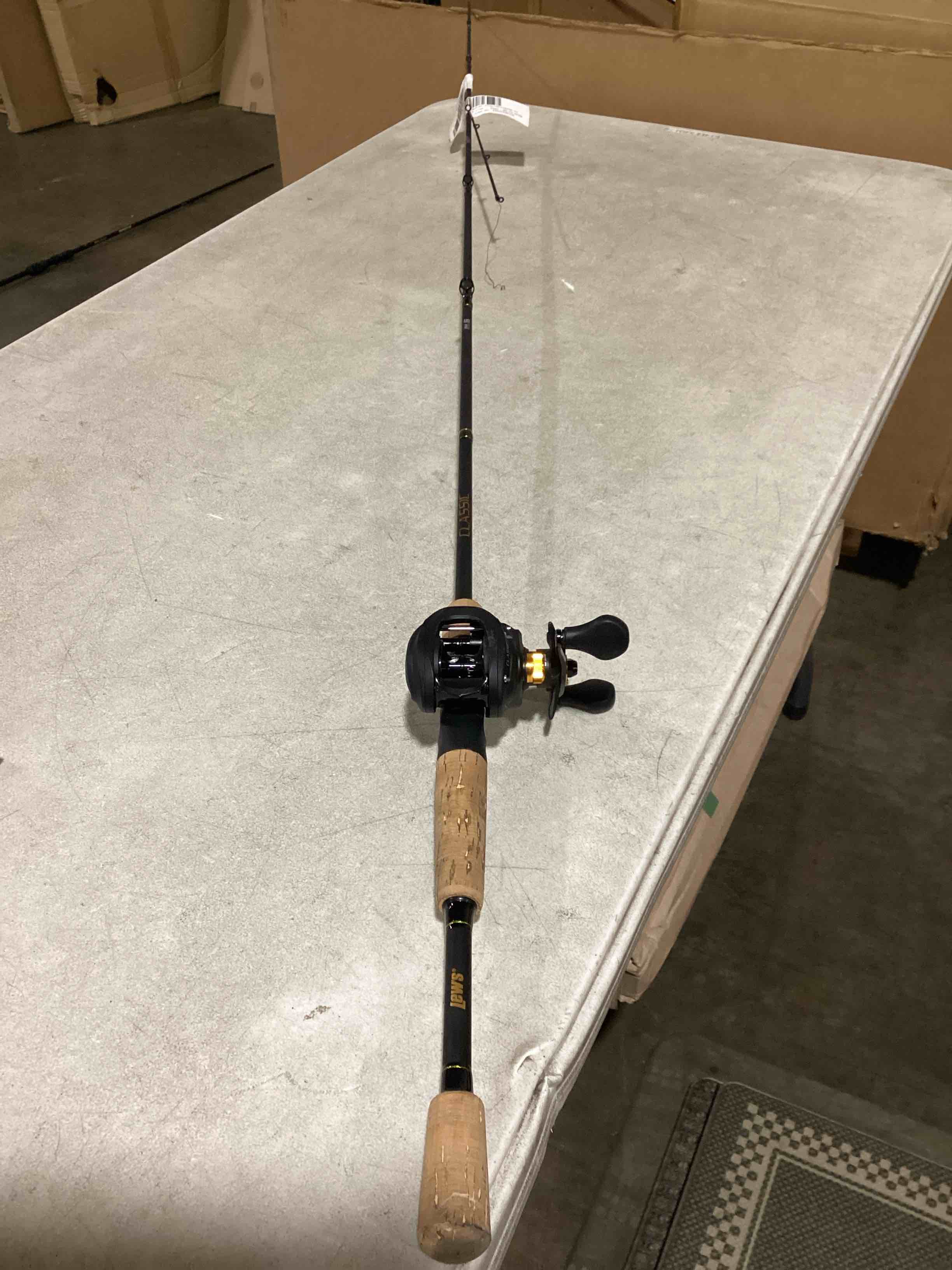 Condition photo showing As Is for lew’s classic baitcast reel and fishing rod combo, 6-foot 6-inch, 1-piece rod, rh retrieve reel
