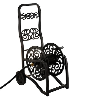 style selections steel 200-ft cart hose reel (black)
