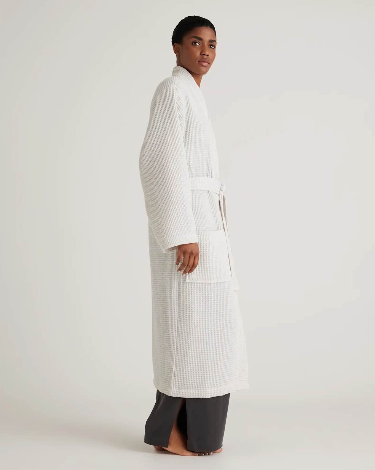 Condition photo showing Good Condition for quince- organic turkish waffle robe size large, color silver