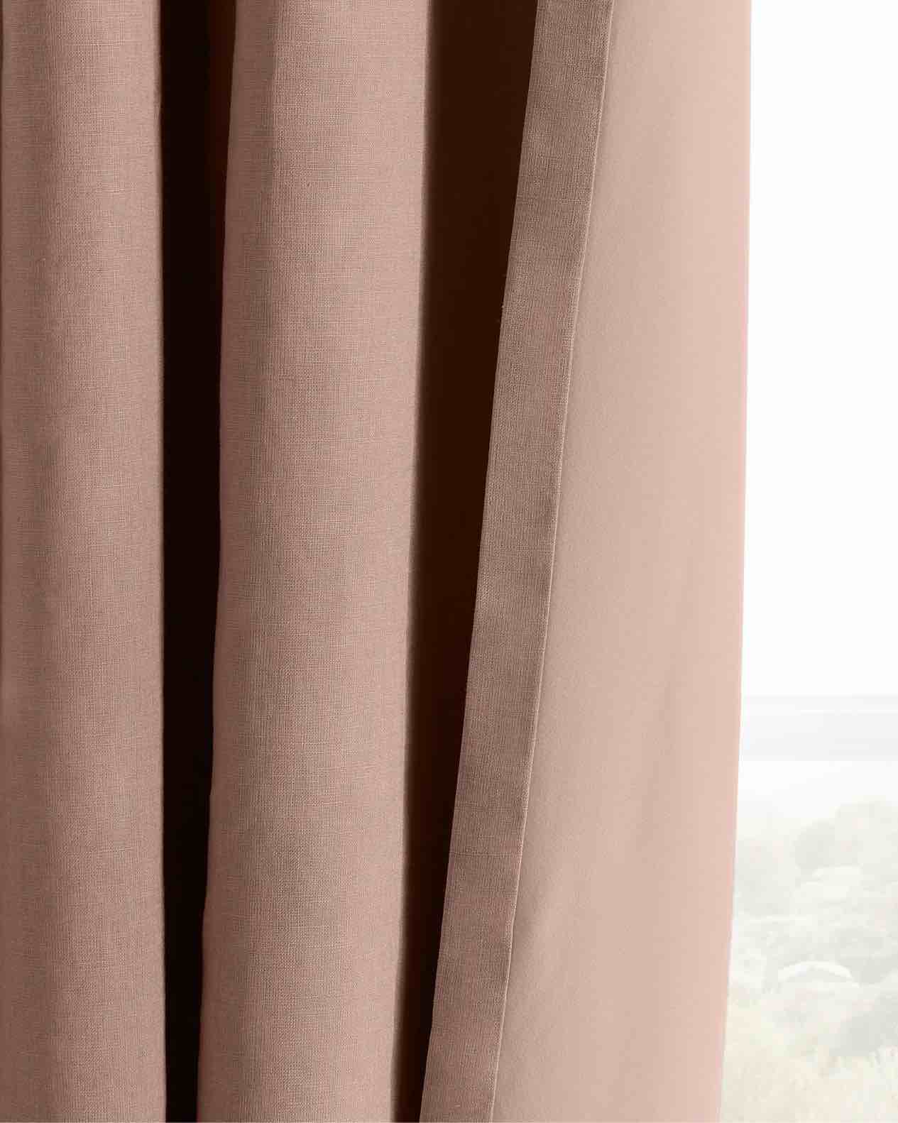 Condition photo showing Good Condition for quince- european linen true blackout curtain - single panel (48”x84”) color rose quartz