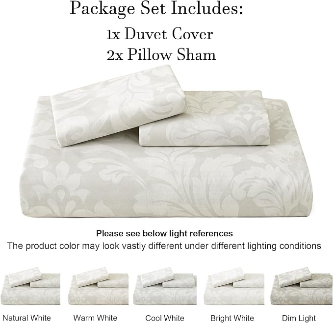 Condition photo showing Good Condition for phf ultra soft floral duvet cover king size, 104"x90", paisley-beige | printed bedding set 3 pieces, comfy farmhouse pattern duvet cover set with 2 pillow shams, zipper closure and 8 ties