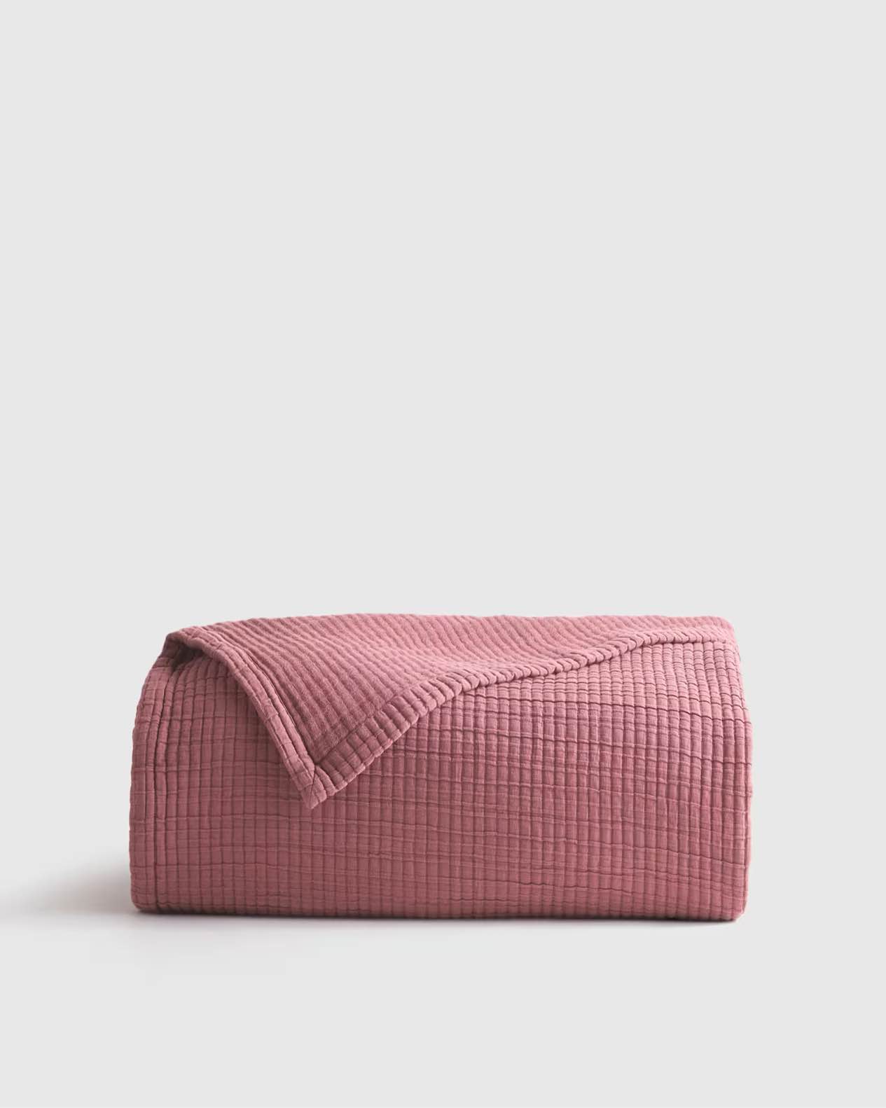 quince- organic ribbed cotton coverlet twin, plum