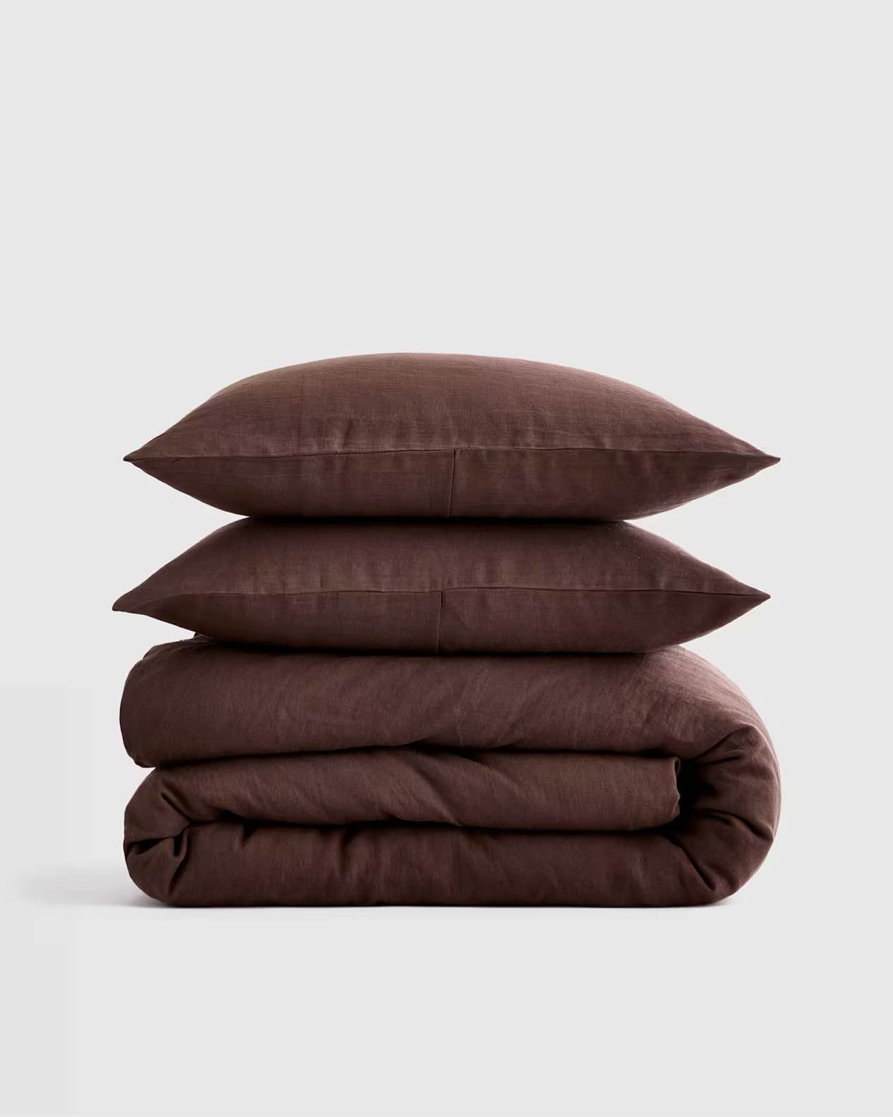 quince- european linen duvet cover set and sham set size king/cal. king, espresso