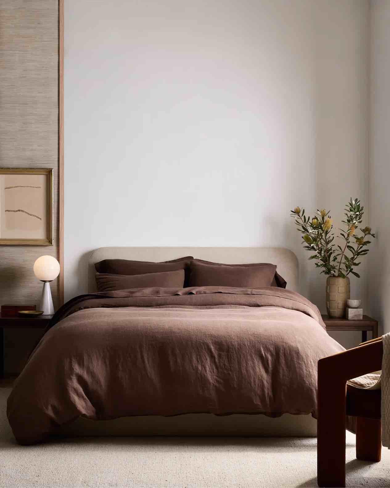 Condition photo showing Good Condition for quince- european linen duvet cover set and sham set size king/cal. king, espresso