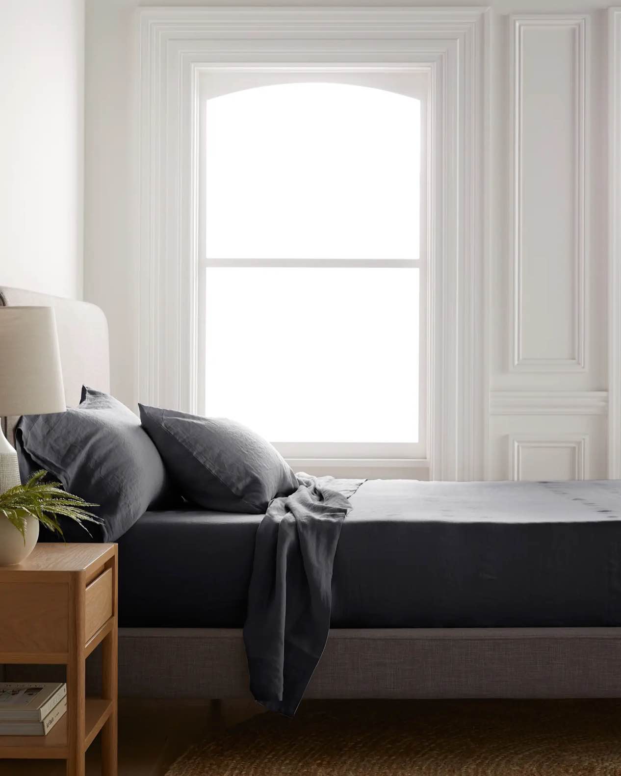 Condition photo showing Good Condition for quince- european linen sham set king size color charcoal