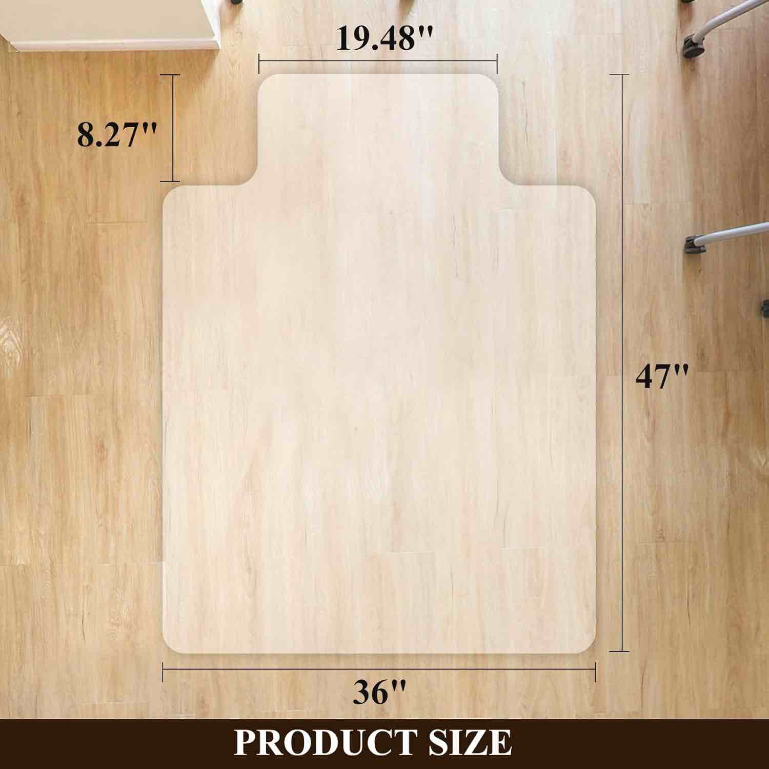 office chair mat for hardwood floors - 36\"x47\" desk chair mats home floor protector heavy duty - easy clean 47\"x36\" with lip clear for hard floor