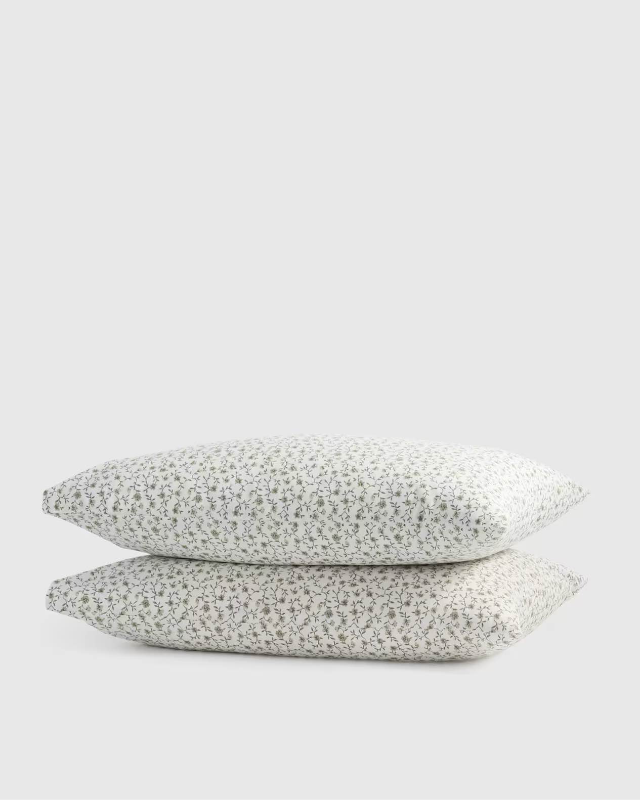 quince- organic crisp percale floral pillowcase set king size in color green florette