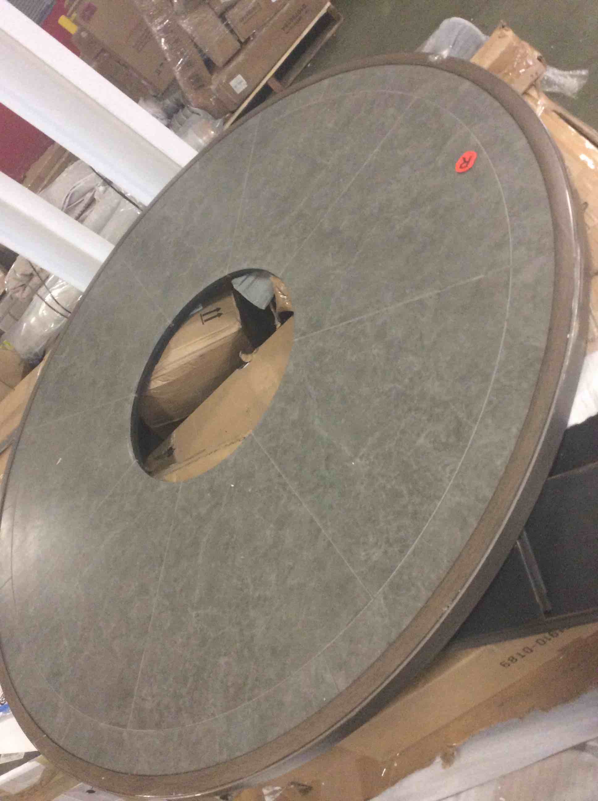 Condition photo showing As Is for (( only top ))tlgreen propane fire pit table 42 inch round – 50,000 btu outdoor fire pit with lid, converts to patio coffee table, certified, includes waterproof cover & blue fire glass ((incomplete))
