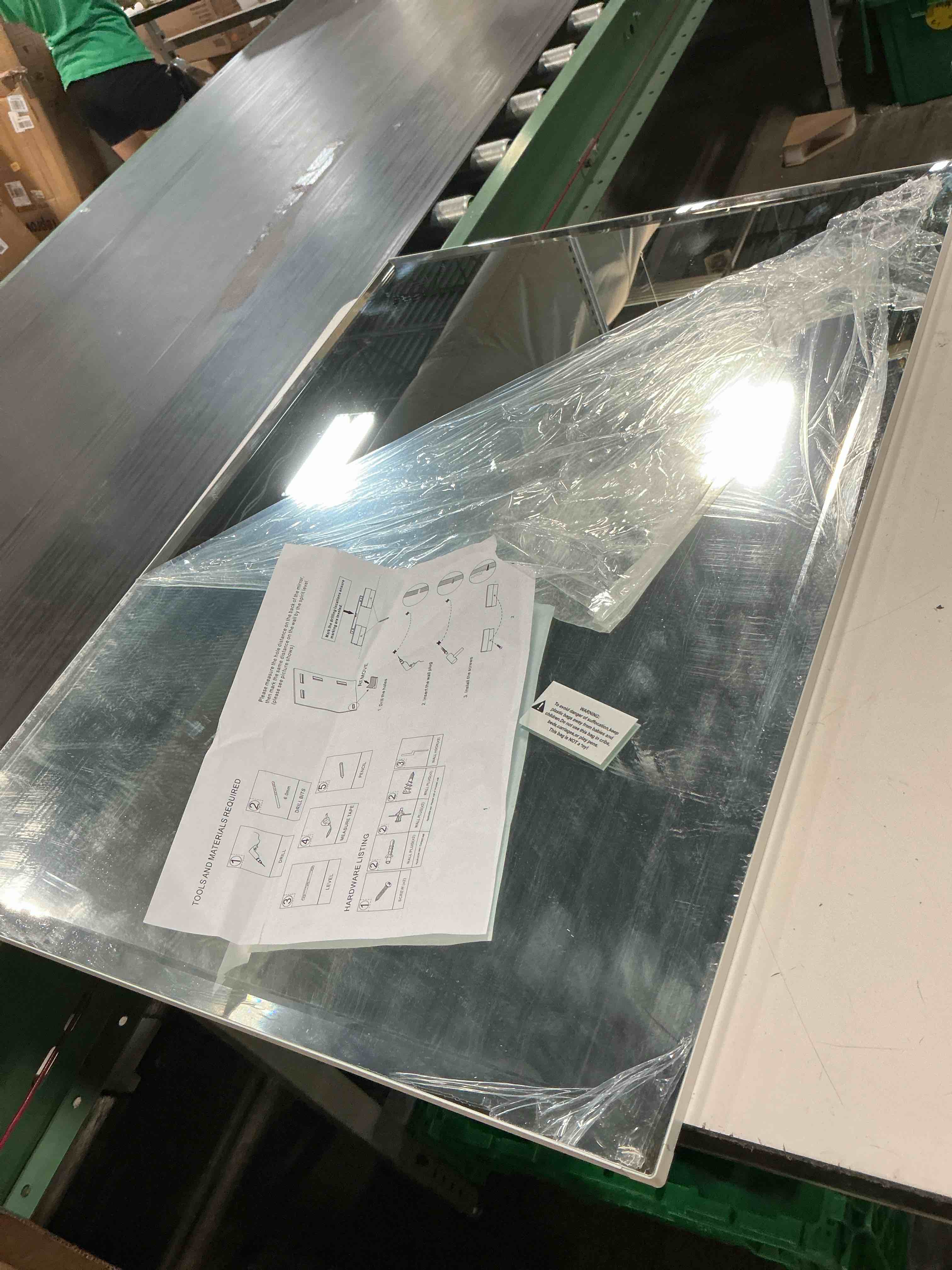 Condition photo showing As Is for tetote 27" x 35" rectangle tempered mirror with frameless beveled edge for vanity and bathroom