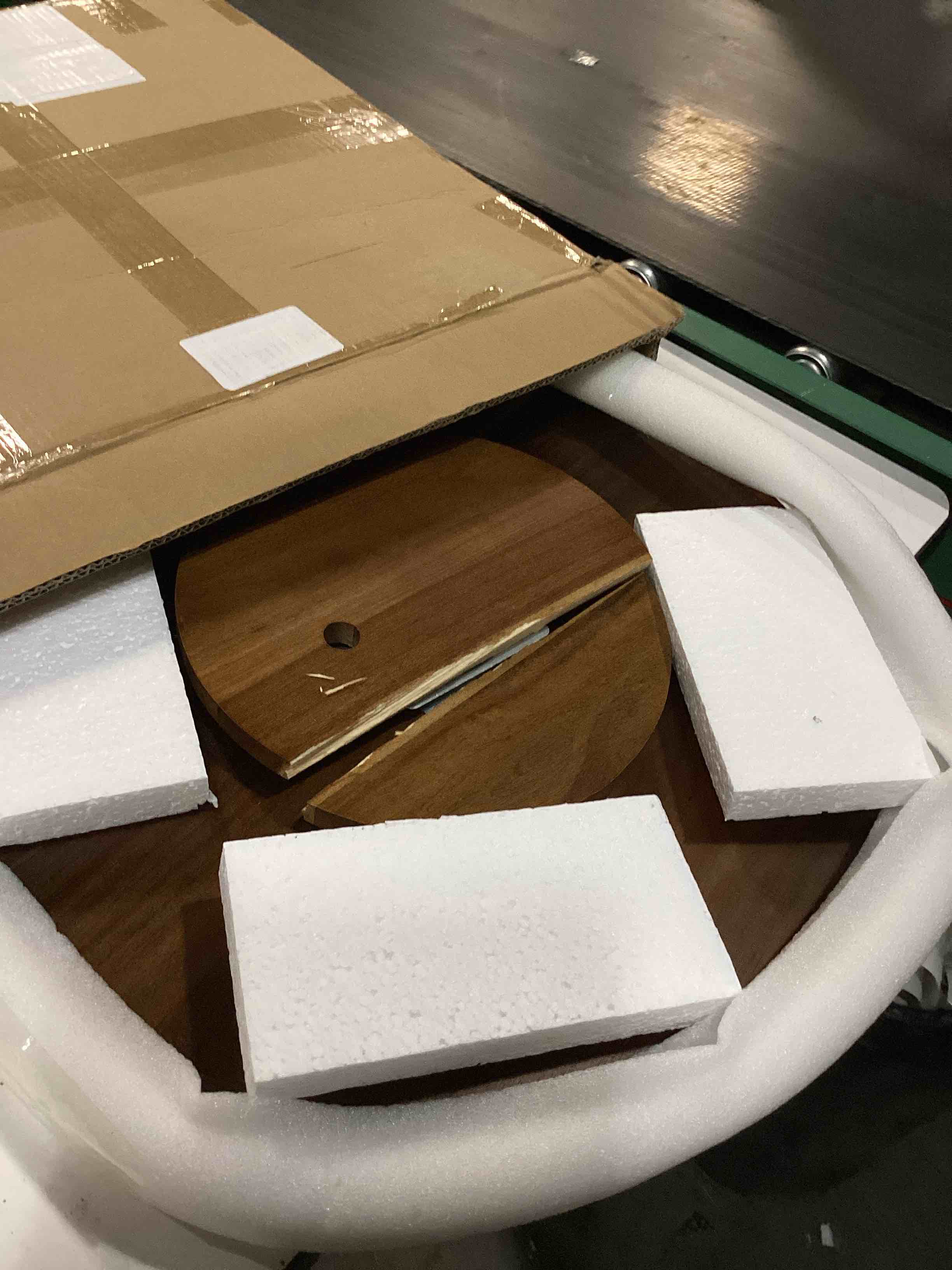 Condition photo showing As Is for 20'' acacia wooden lazy susan for table top,large lazy susan for dining table,table turntable storage,extra large lazy susans organizer with durable,turning turntable for cabinet,countertop or pantry 20 inch
