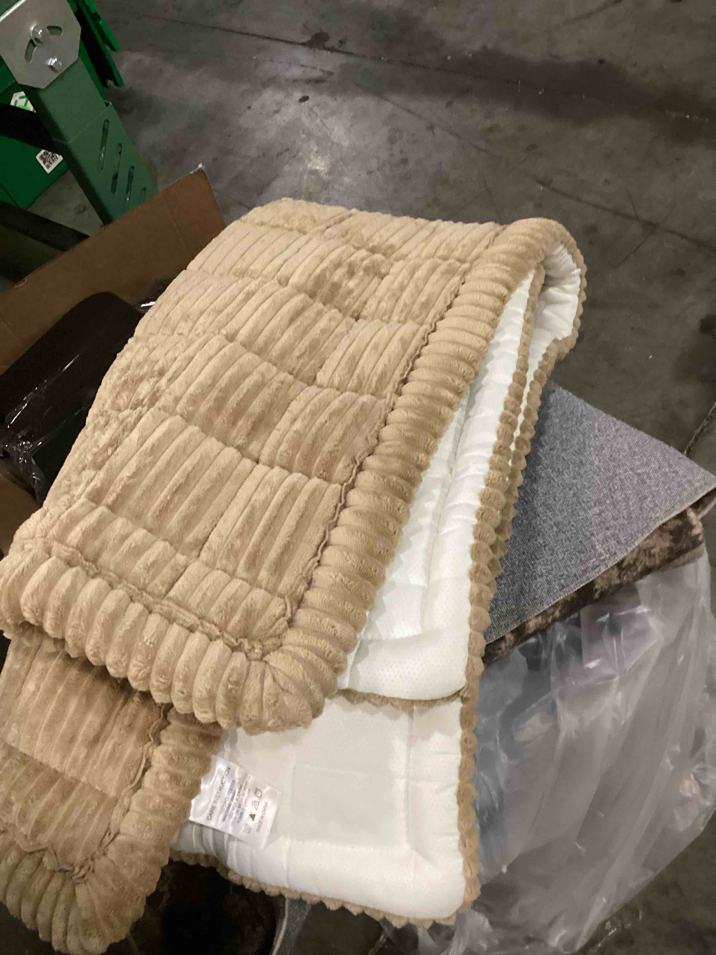 Condition photo showing As Is for non slip fuzzy pet couch covers for sofa, washable couch cushion covers for large dogs brown 27in*71in