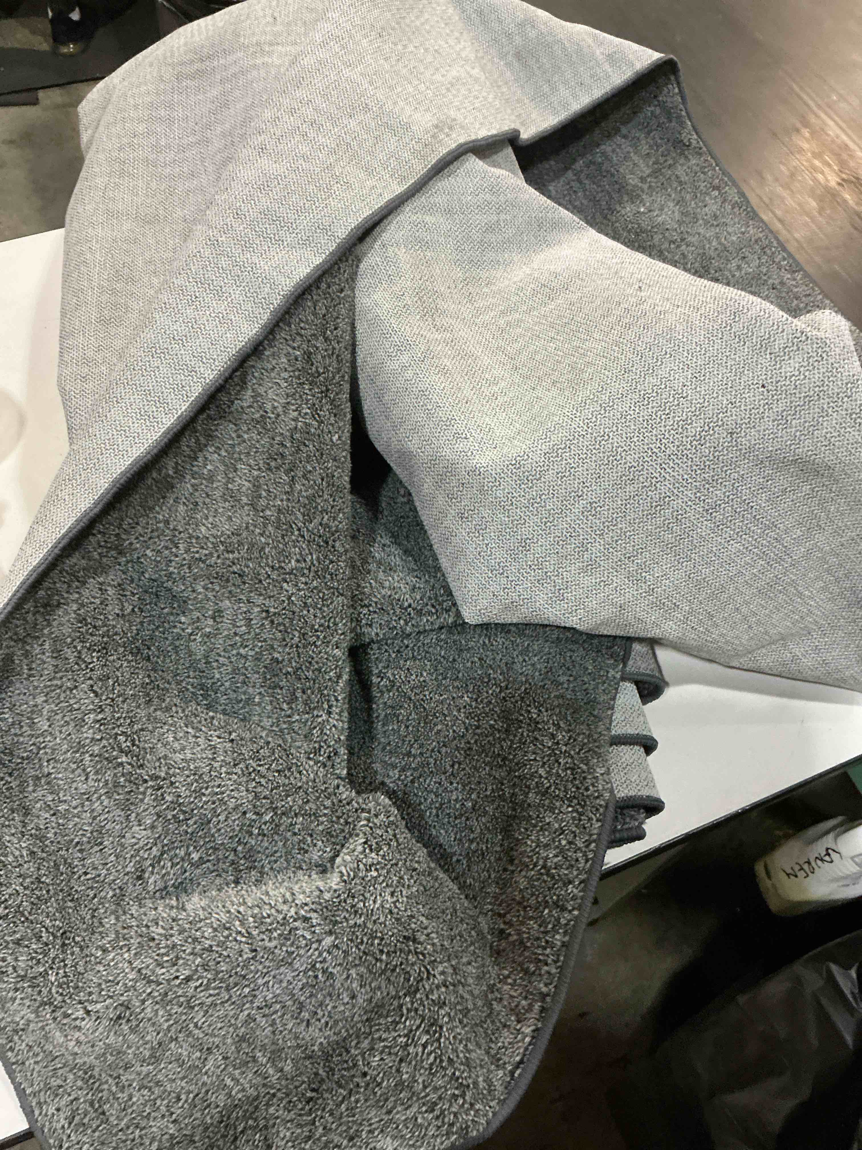 Condition photo showing As Is for finre?c 6x9 washable area rugs for bedroom living room, low pile thin rug solid color, non-slip carpet indoor for home decor (grey) grey 6' x 9' (rectangular)