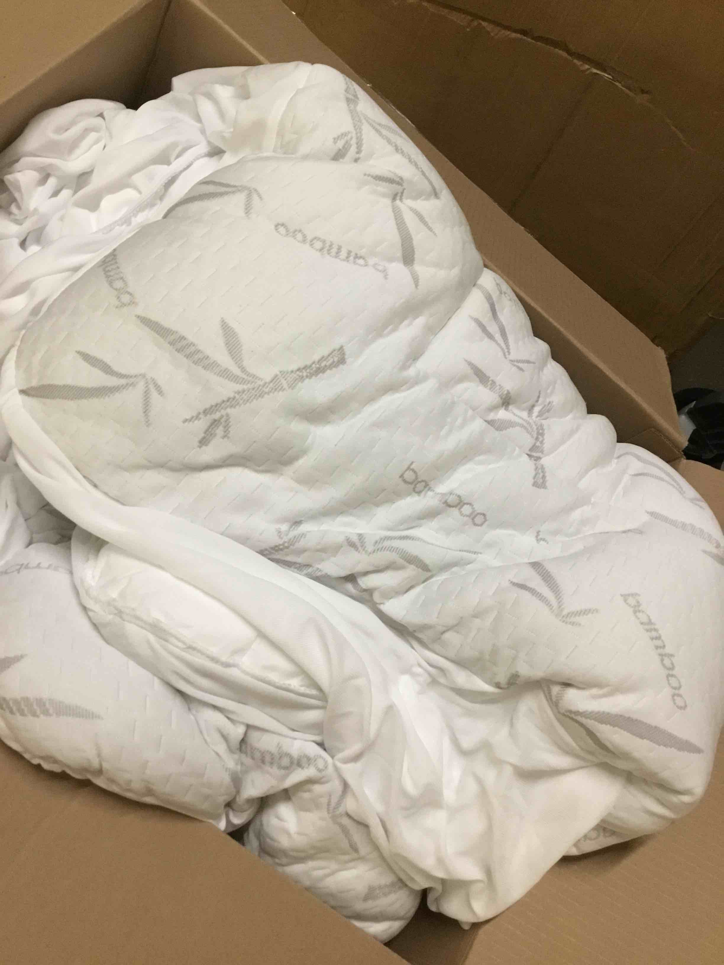 Condition photo showing As Is for primesoft twin size thick pillow top mattress topper, up to 21 inch deep pocket, soft breathable for back pain, waterproof protector cover (white)