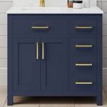 style selections cauley 30-in navy blue single sink bathroom vanity with white cultured marble