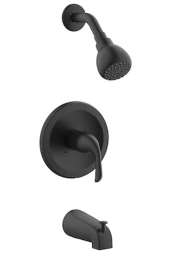 project source dover matte black 1-handle single function 2.756-in round bathtub and shower