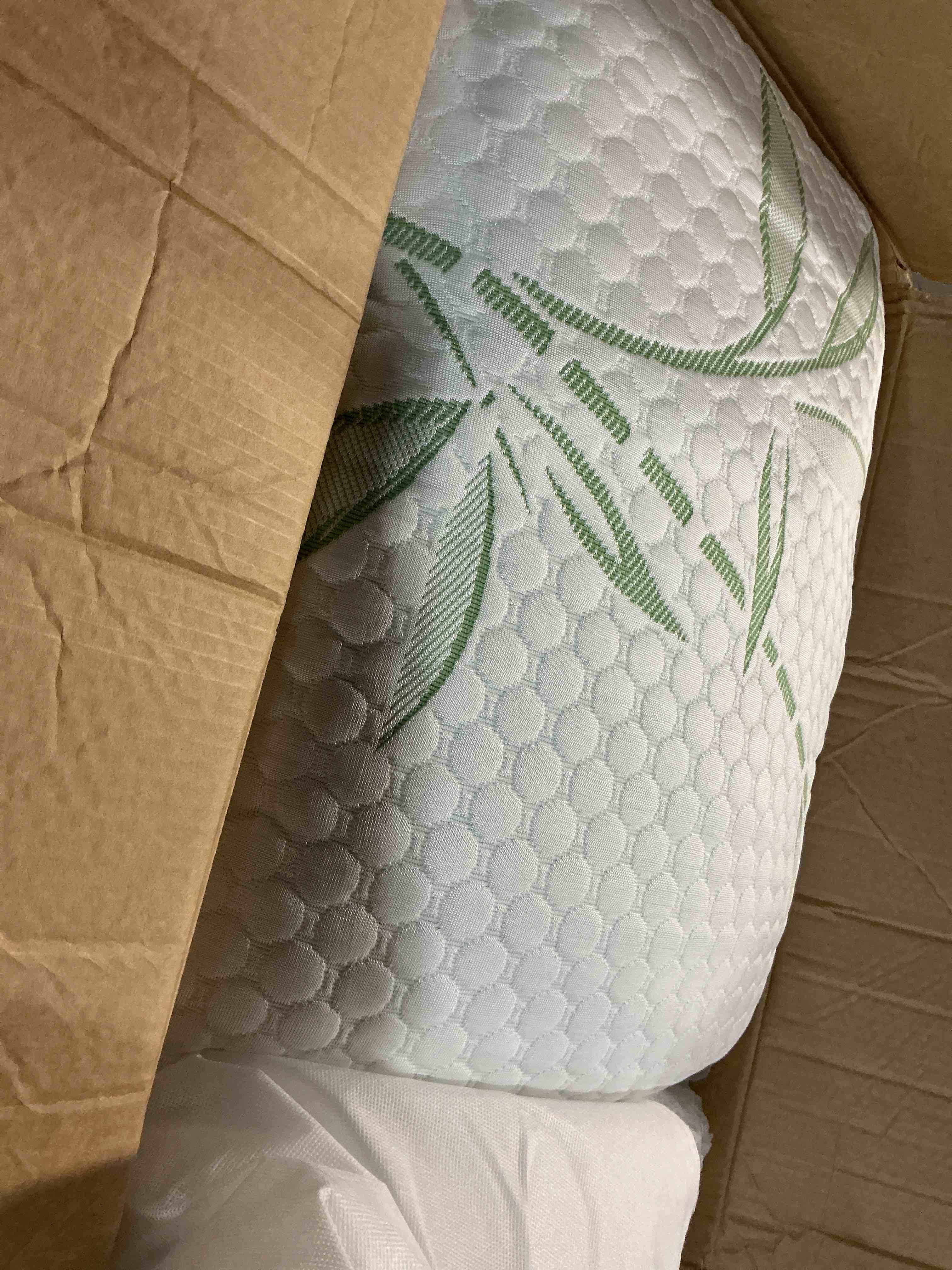 Condition photo showing As Is for memory foam pillows, cooling pillows queen size set of 2 adjustable firm bamboo bed pillows for hot, side, back and stomach sleepers