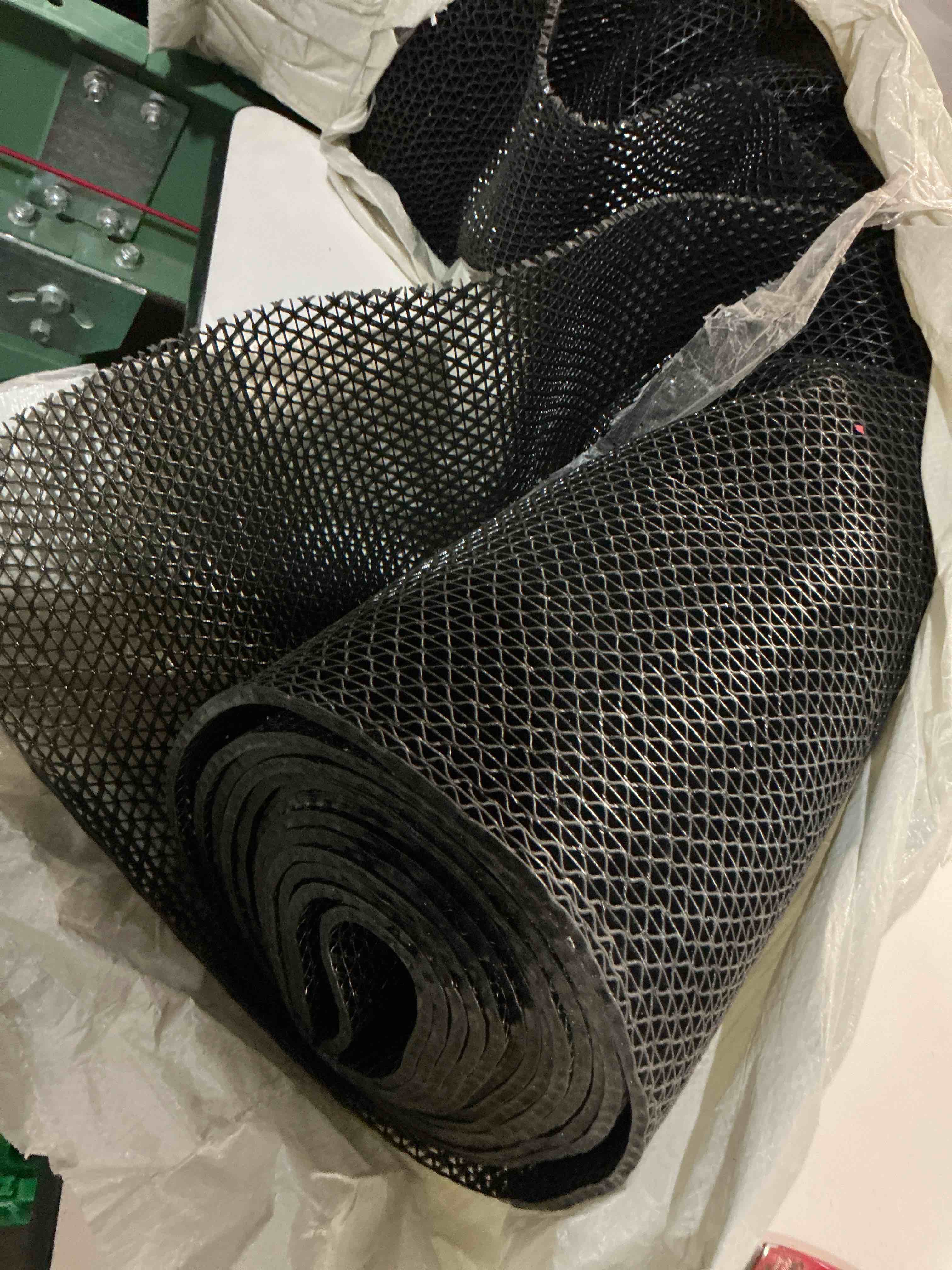 Condition photo showing As Is for drydiet non slip drainage mat roll, 0.22" thick heavy duty waterproof pvc flooring, cuttable floor mat for pool deck, garage, kitchen, restaurant,bathroom,washroom,workshop(gray,3 x 16 ft)