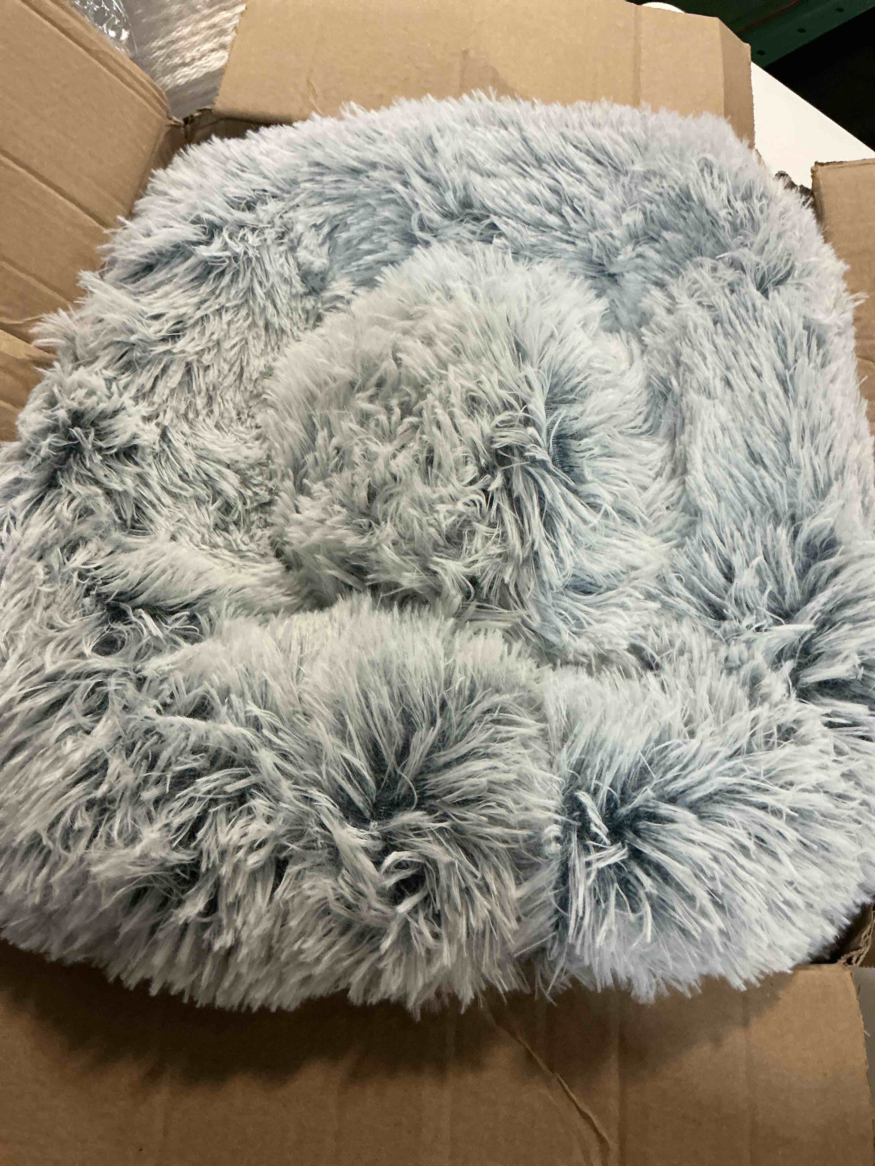 Condition photo showing As Is for jollyvogue small dog bed, calming soft anti-anxiety donut cat bed, washable round fluffy cushion for small and medium pets (20") 20" 01 - light grey
