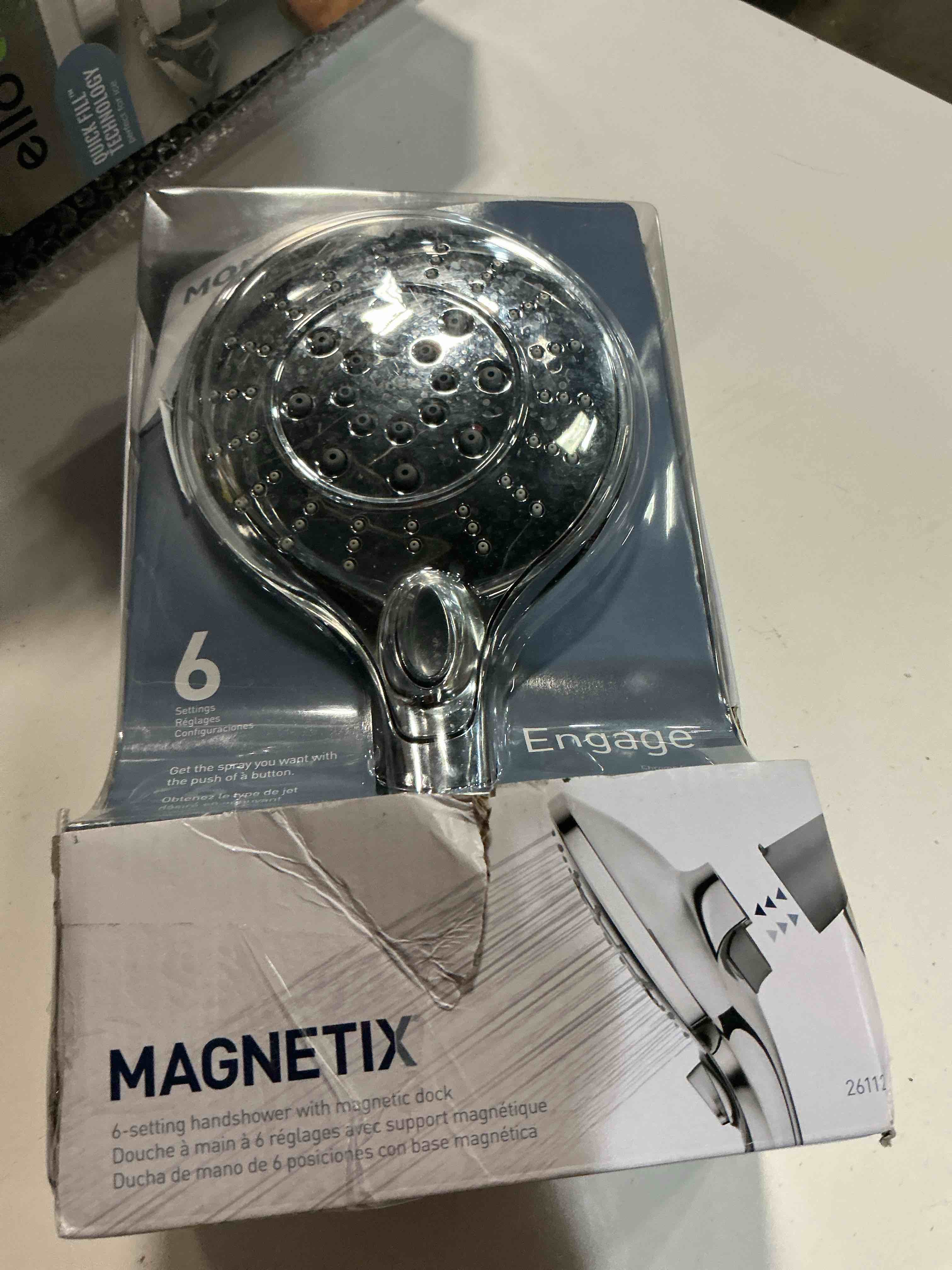 Condition photo showing Good Condition for moen engage chrome magnetix six-function 5.5-inch wide handheld shower head with hose and magnetic docking system, 26112 chrome pack of 1
